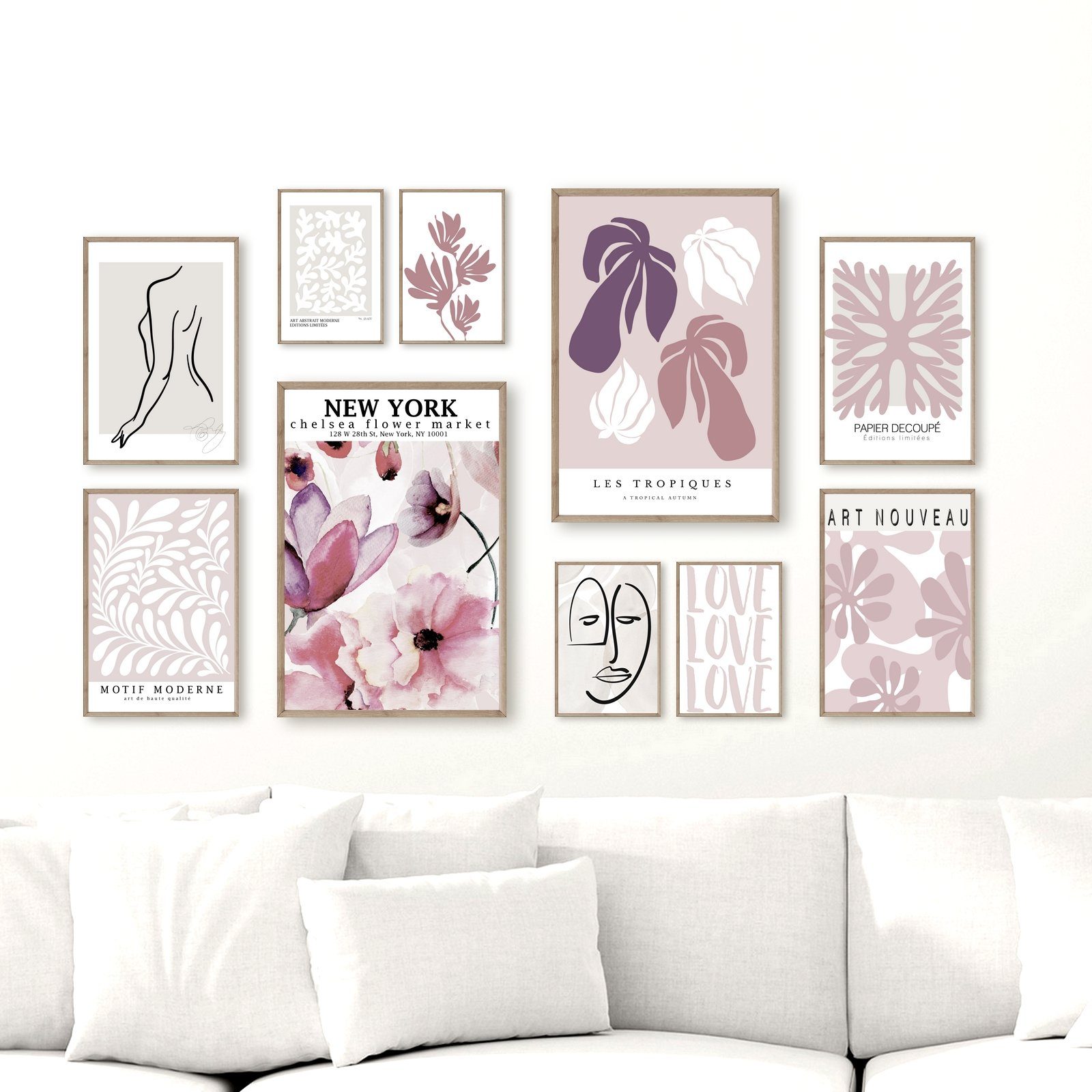 homestyle-accessoires Poster Bilder Set Wandbilder Bilderwand NEW YORK FLOWER MARKET, (10 St), - Ohne Bilderrahmen - Sorgfältige & sichere Verpackung