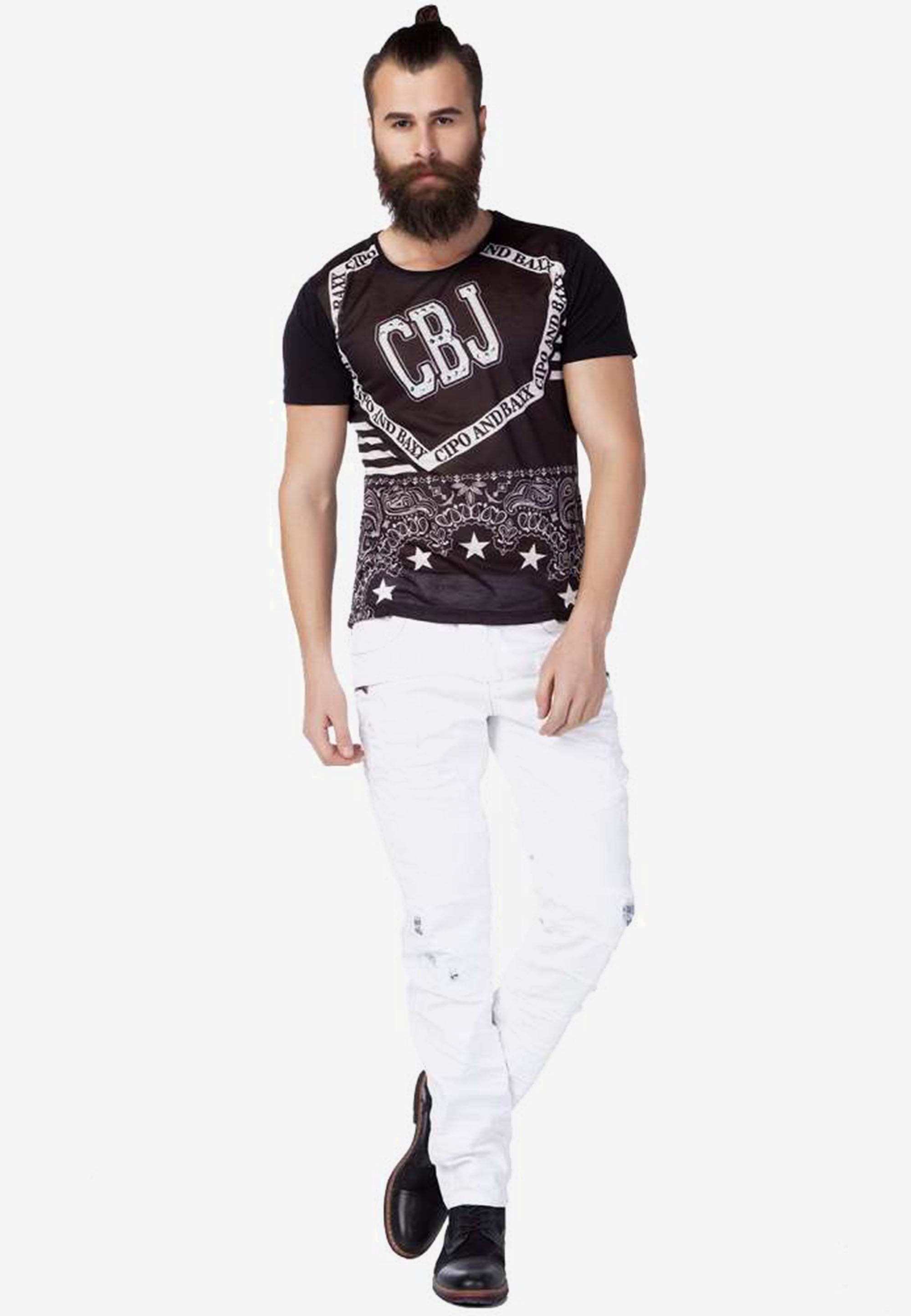 Cipo & Baxx T-Shirt Frontprint mit coolem