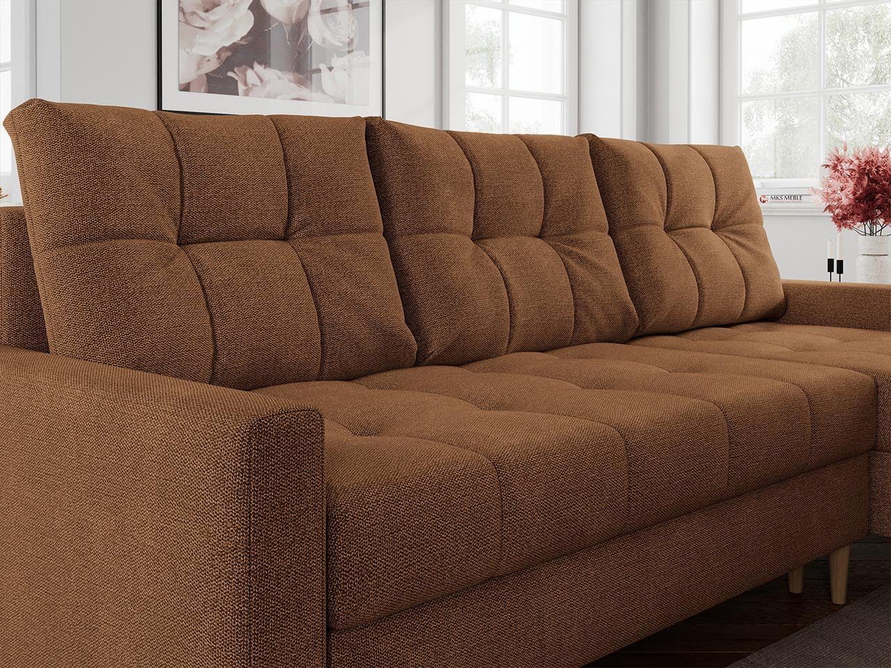 Ecksofa, zum Schlaffunktion, Ecksofa mit MKS COLIN, Wohnzimmer MÖBEL Skandinavisches Holzbeine,