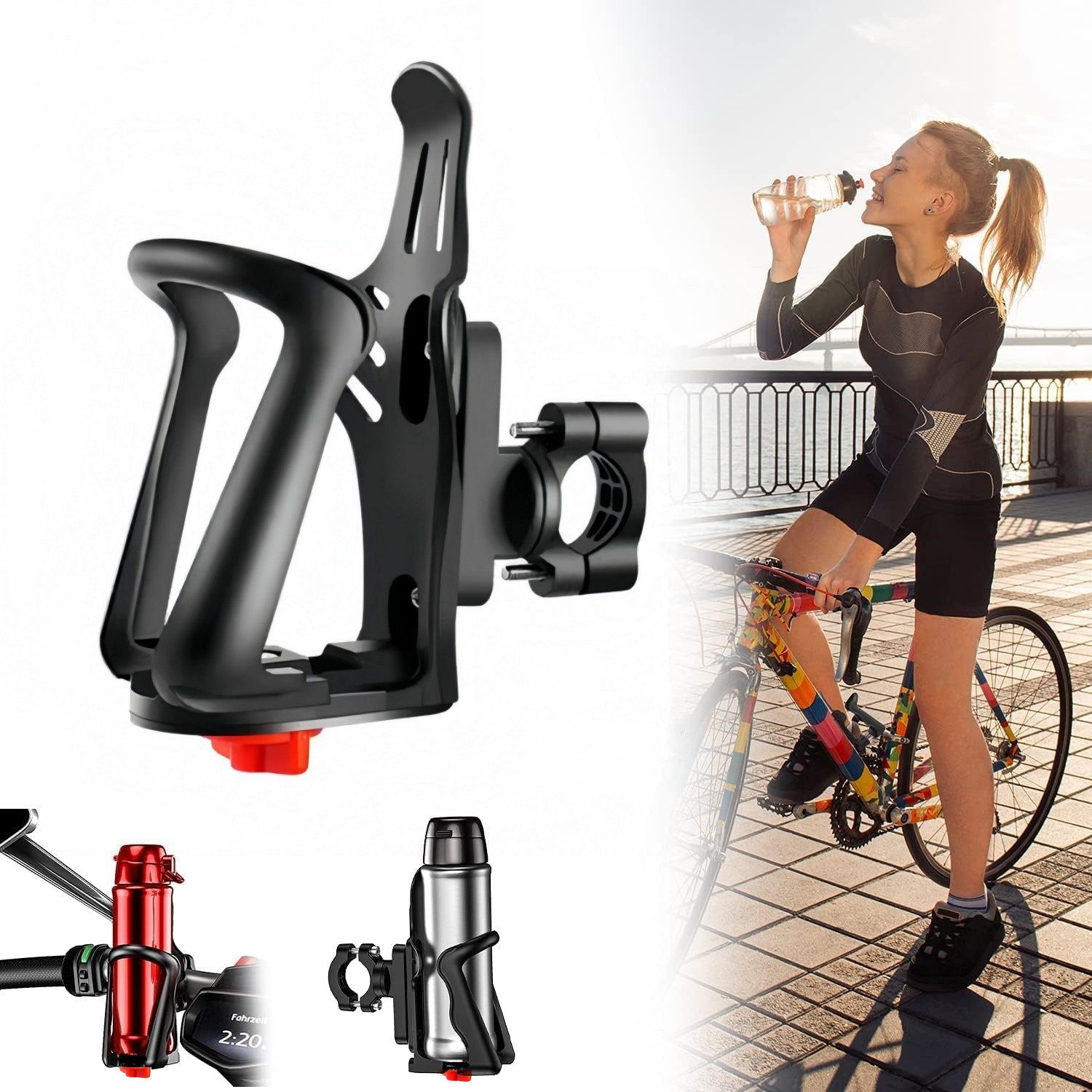 BlingBin Fahrrad-Flaschenhalter Fahrrad Getränkehalter Motorrad Trinkflaschenhalter Einstellbare, (1er Set, 1-St., 1pcs), Trinkflaschenhalter für Rahmen und Lenker, Flaschenhalterung