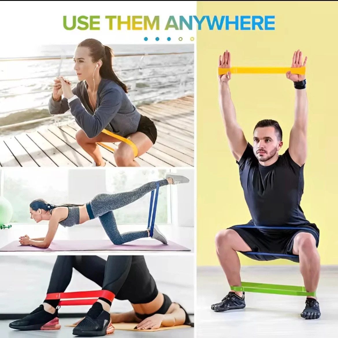 Luckice 5-teiliges Widerstandsband-Set, Loop-Bänder, 5 Stufen, TPE Fitnessband für Fitness & Yoga, mit Tasche