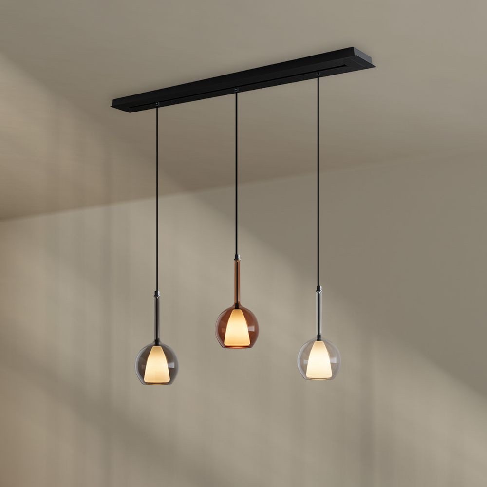 s.luce Pendelleuchte Belluna Esstisch Pendelleuchte 3-fl. 120cm Baldachin Mehrfarbig