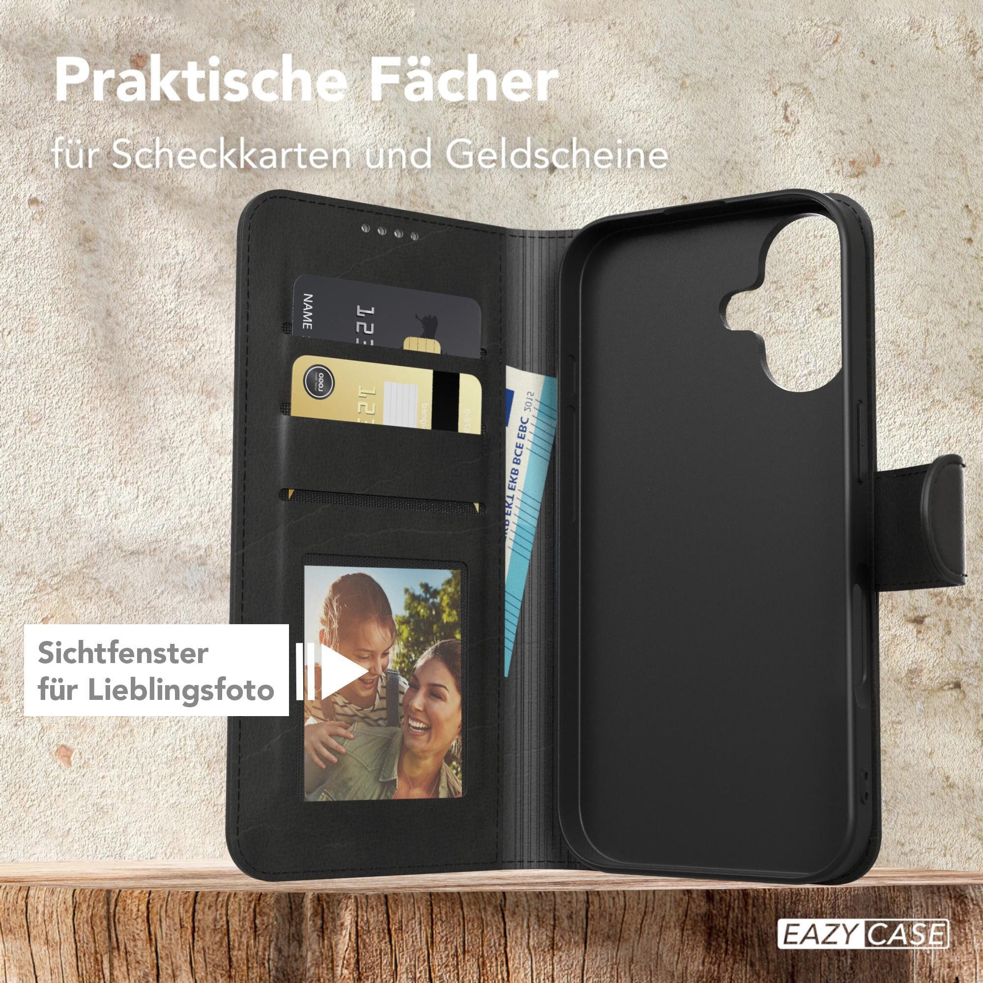 EAZY CASE Handyhülle Business Handytasche Kartenfächer für iPhone 16 6,1 Zoll, Schutzhülle mit Standfunktion zum Aufklappen aufstellbar Etui Schwarz