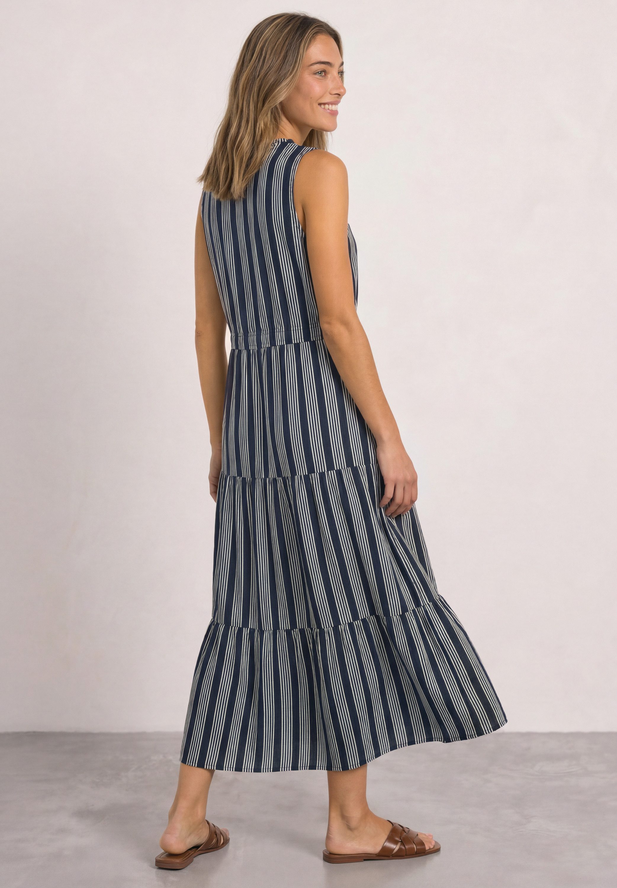 STREET ONE Maxikleid Sommerkleid mit Volants und Streifenmuster