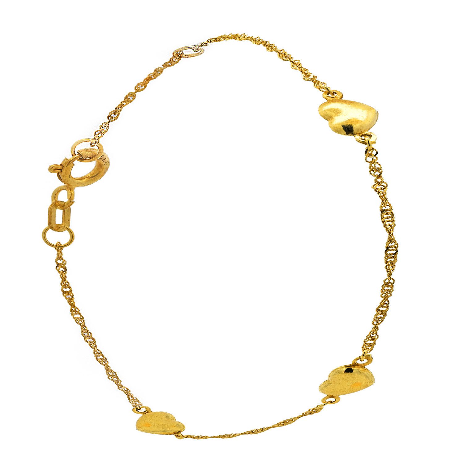 HOPLO Goldarmband Goldkette Singapurkette Länge 19cm - Breite 1,2mm - 333-8 Karat Gold, Made in Germany