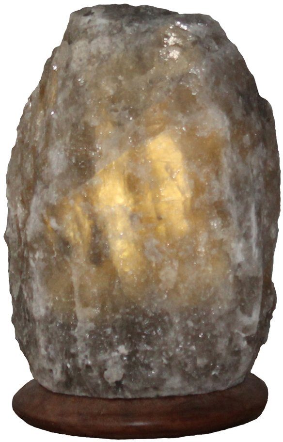 HIMALAYA SALT Rock, Unikat, Warmweiß, ein Salzkristall-Tischlampe cm, DREAMS grau ca.18 Handgefertigt 2-3kg wechselbar, jeder ca. - H: Stein Leuchtmittel