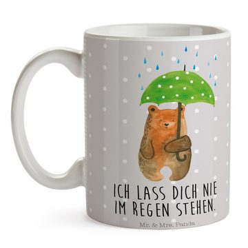 Mr. & Mrs. Panda Tasse Bär Regenschirm - Grau Pastell - Geschenk, Keramiktasse, Partner zurü, Keramik, Exklusive Motive