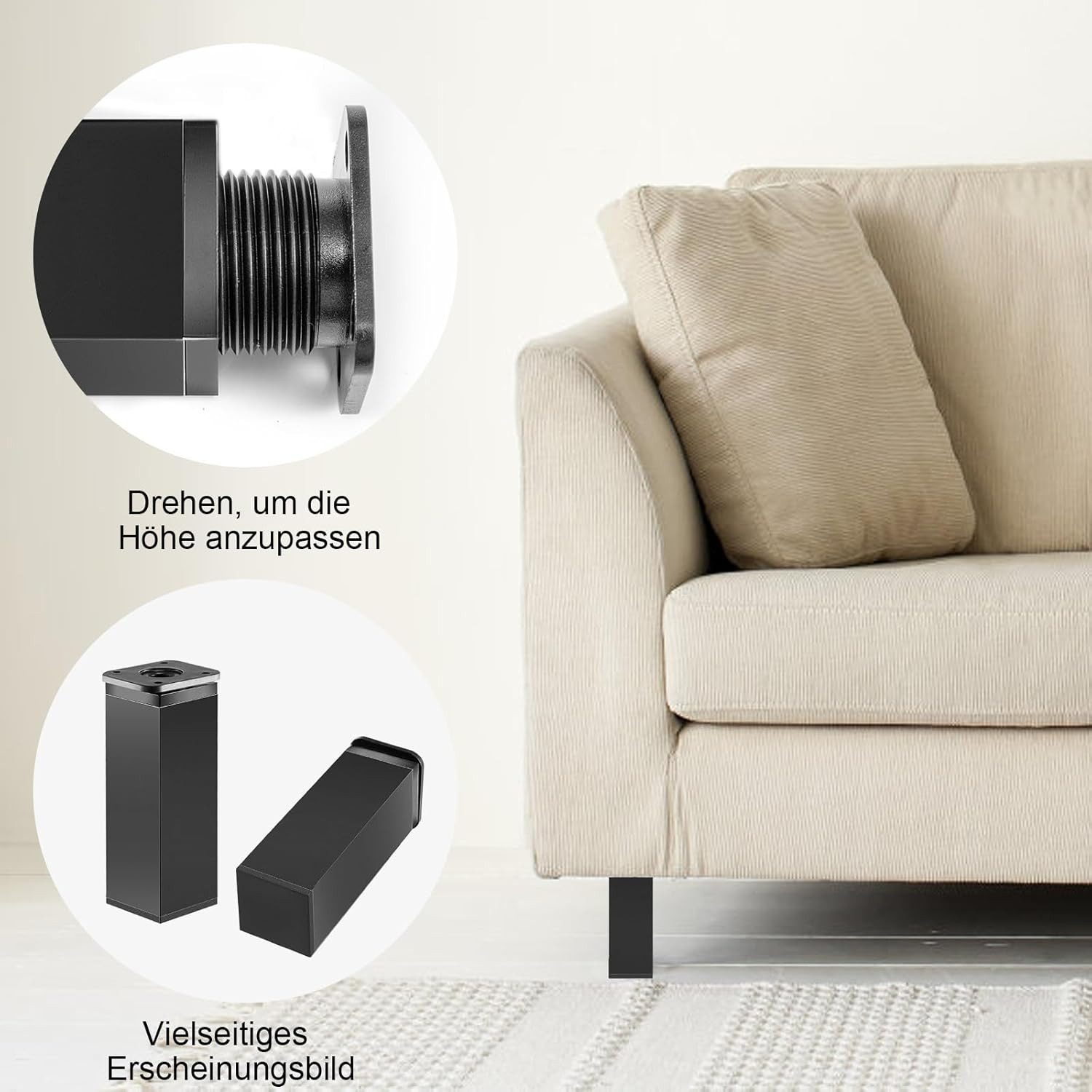 Youyijia Möbelfuß 4 Stück Möbelfüße Verstellbar, Höhenverstellbar