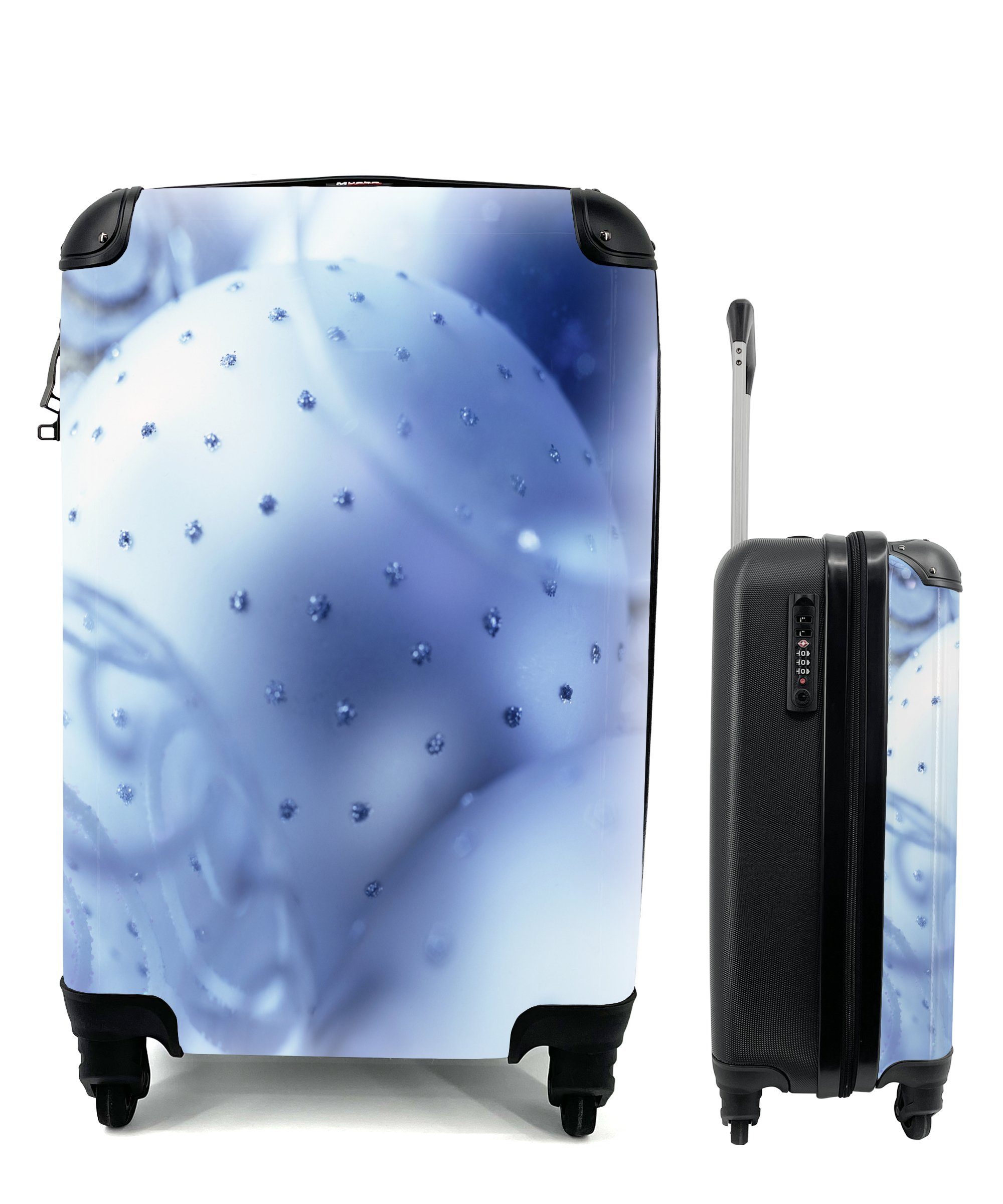 MuchoWow Handgepäckkoffer Ein Bild von Kugeln mit einem blauen Farbton, 4 Rollen, Reisetasche mit rollen, Handgepäck für Ferien, Trolley, Reisekoffer | Handgepäck-Koffer