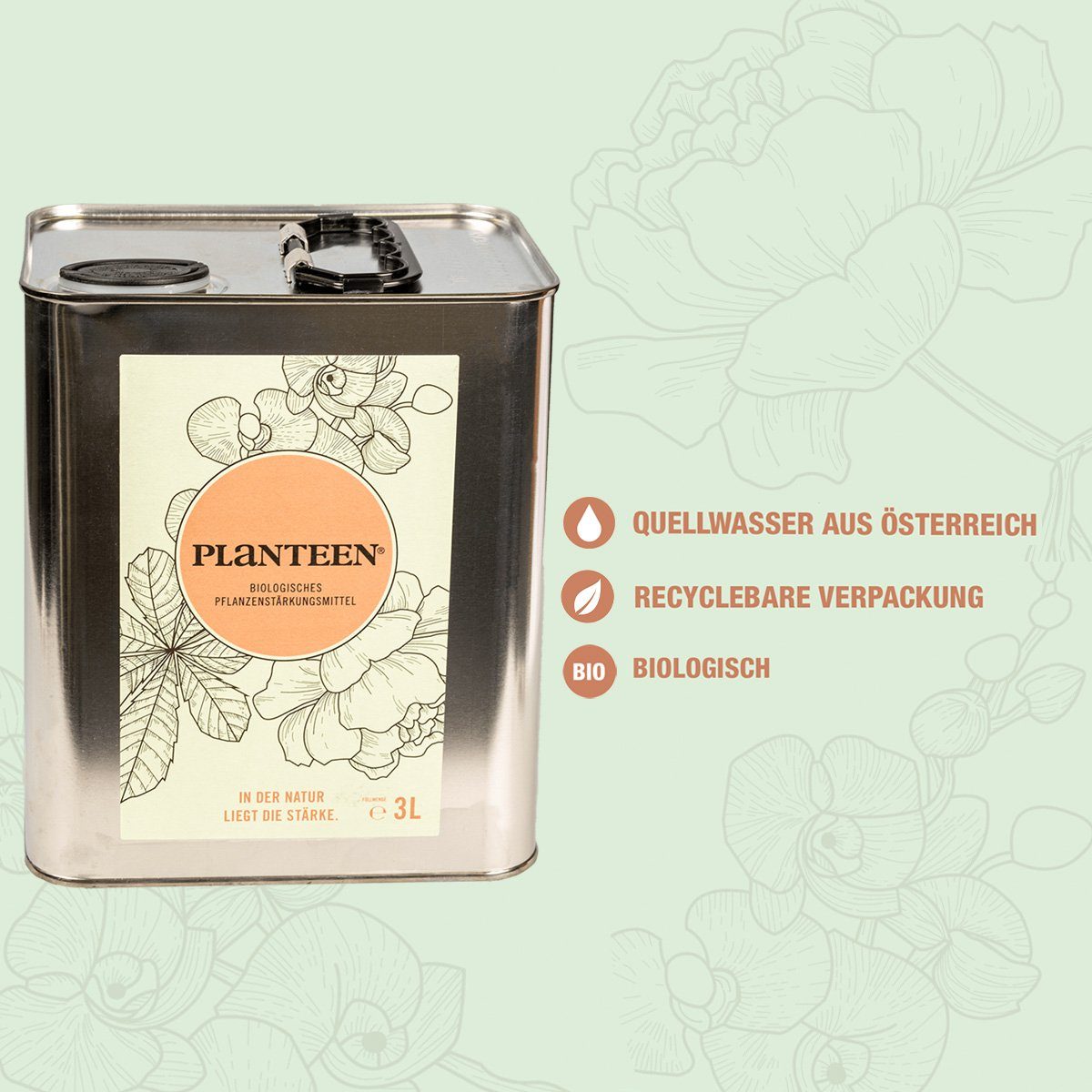 Planteen Pflanzenstärkungsmittel 100% Bio, schützt natürlich vor Schädlingen, 3 Liter, Pflanzenstärkung, Pflanzenhilfsmittel, hergestellt in Österreich