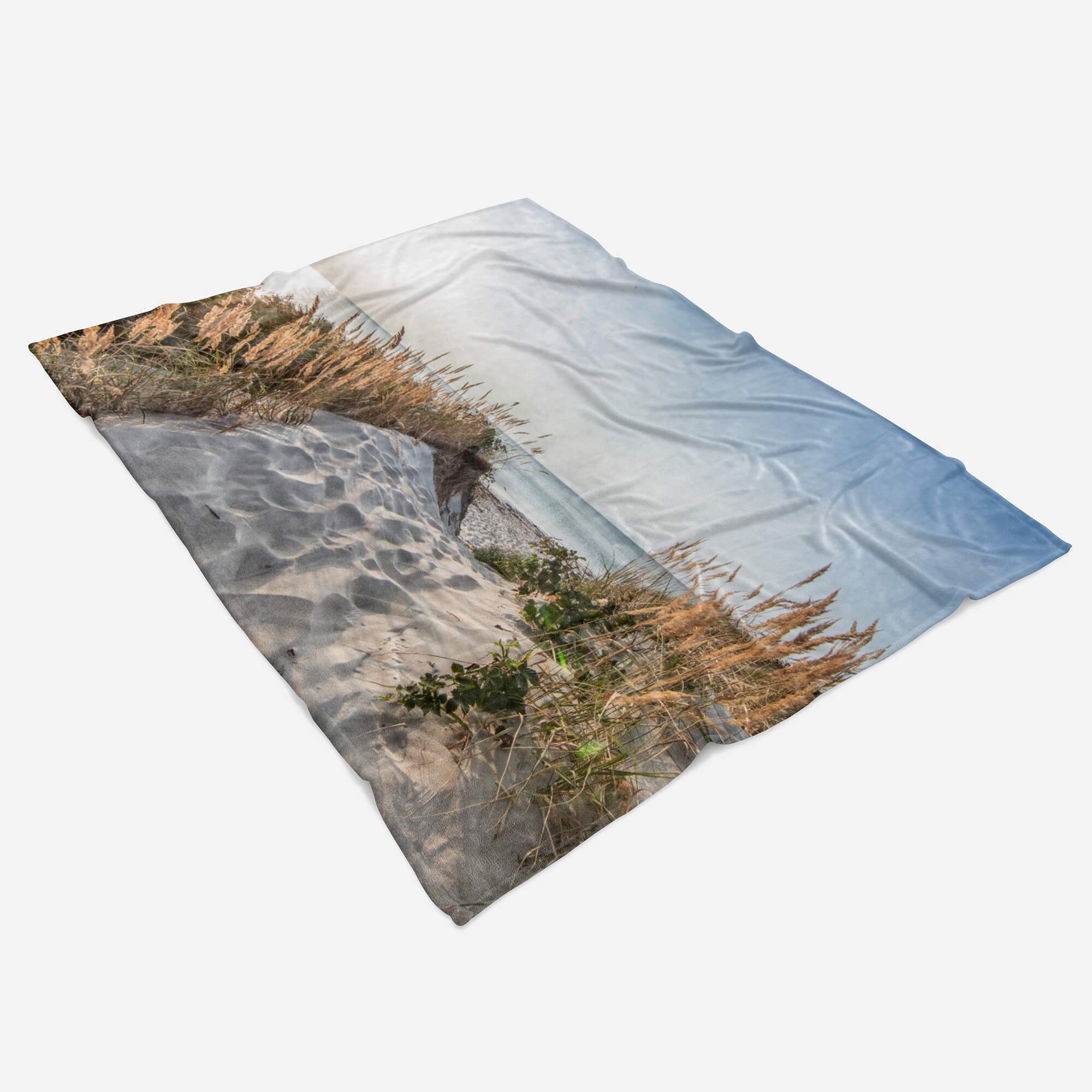 Sinus Art (1-St), Fotomotiv Baumwolle-Polyester-Mix Handtücher Strand Strandhandtuch Ostsee, Handtuch Handtuch Saunatuch Kuscheldecke Sand mit