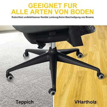 Bettizia Stuhlrolle 5 Bürostuhlrollen für 360 Grad Drehung böden leise,Tragfähigkeit 125kg, (5-St)