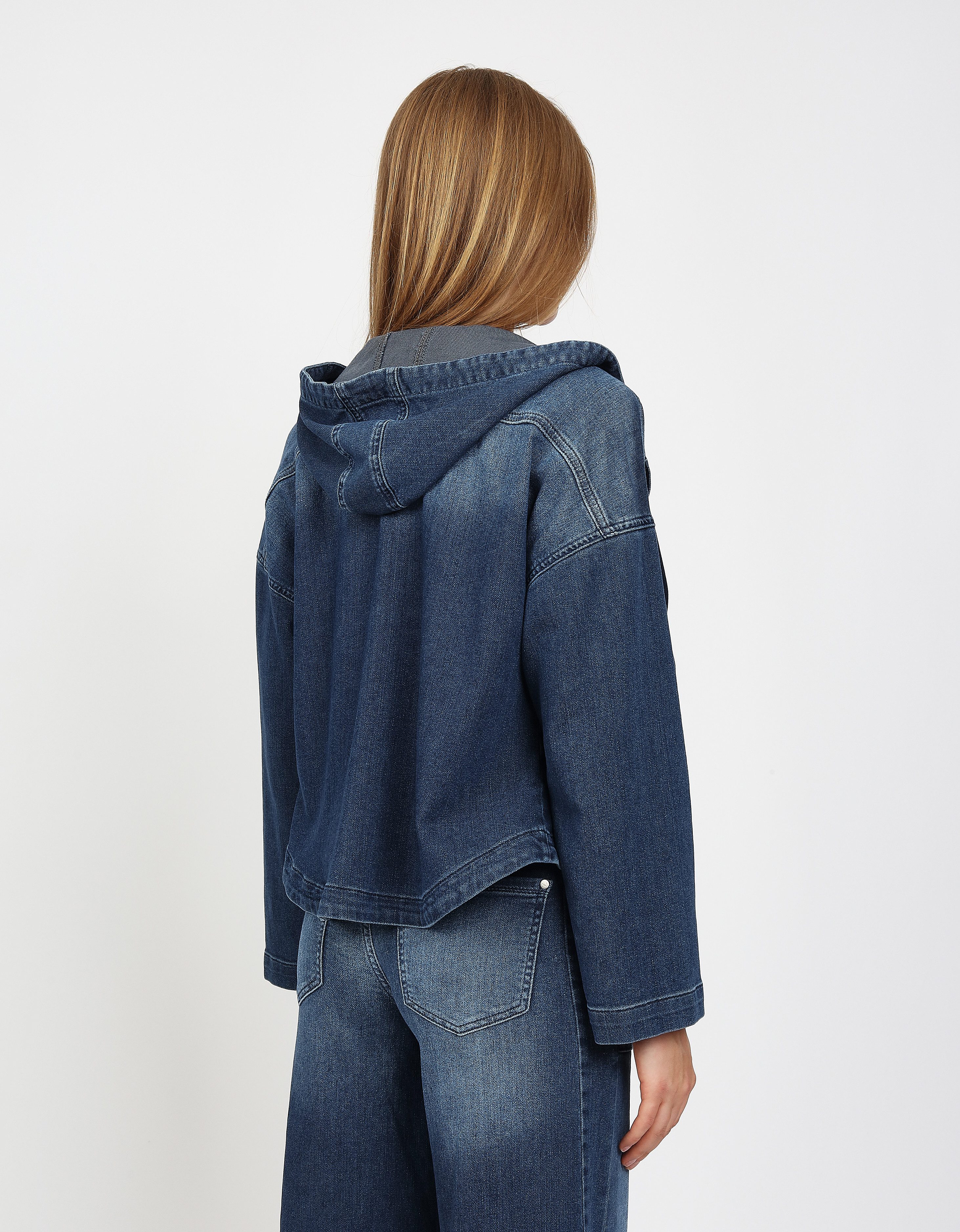 GANG Jeansjacke 94ALICE CAP LONG mit Kapuze