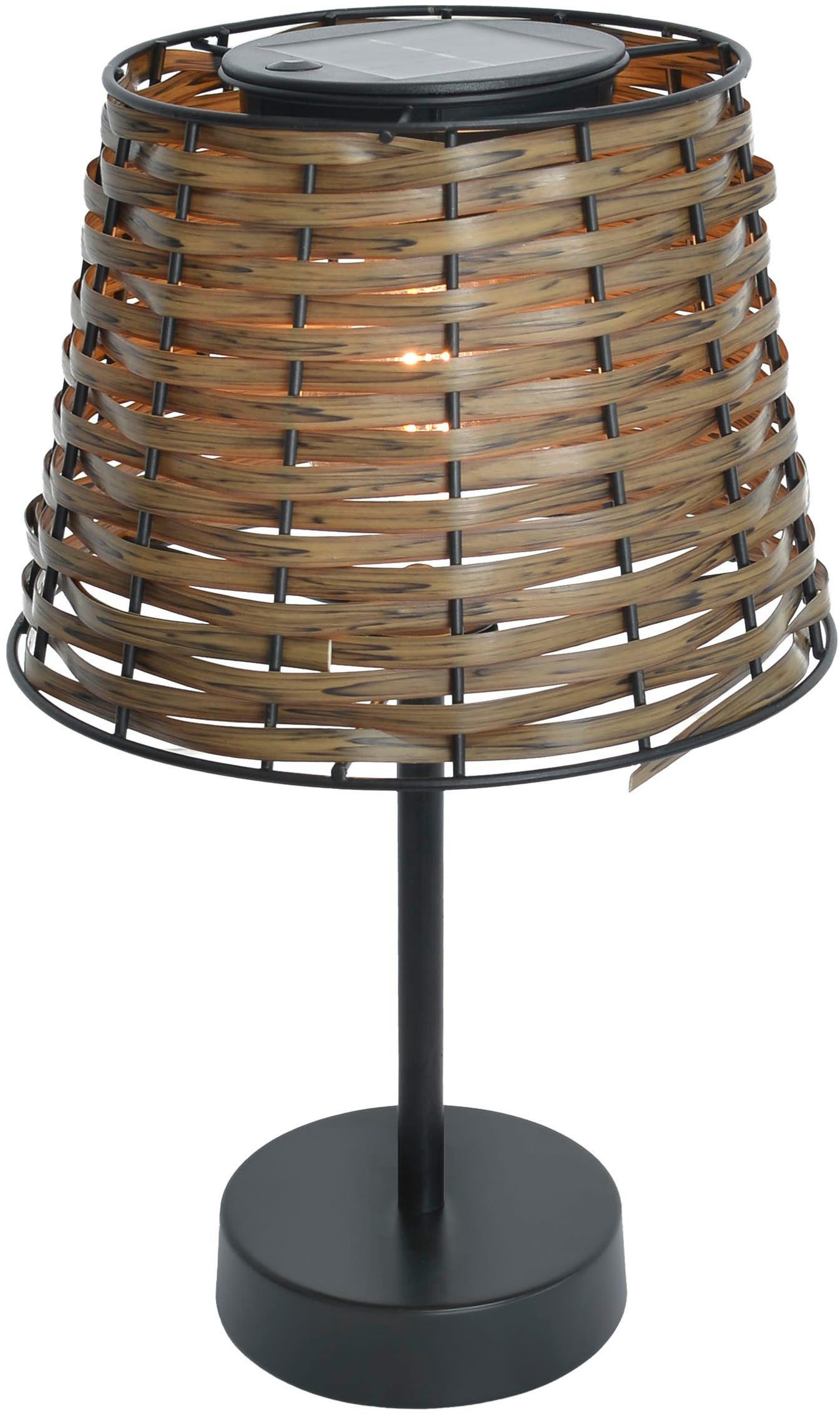 näve Außen-Tischleuchte Solar-Tisch-Leuchte Rattan braun "RADA", günstig online kaufen