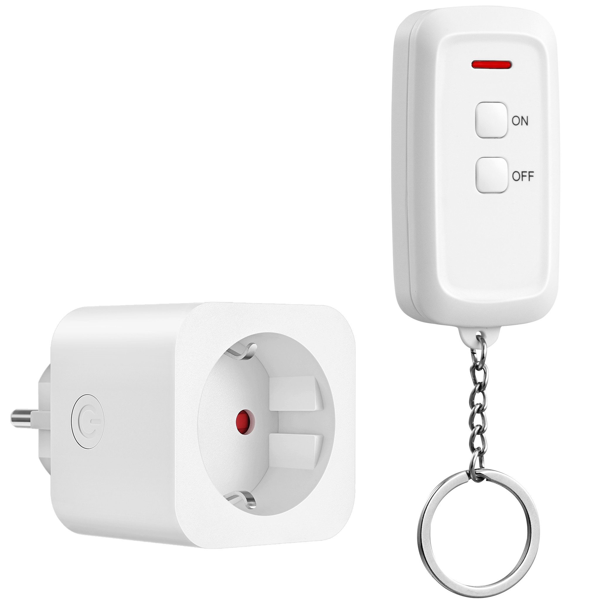 DEWENWILS Funksteckdose mit Fernbedienung, max. 3680 W, 1-St., Erweiterbarer Lichtschalter für Feiertagsdeko, 30M Reichweite