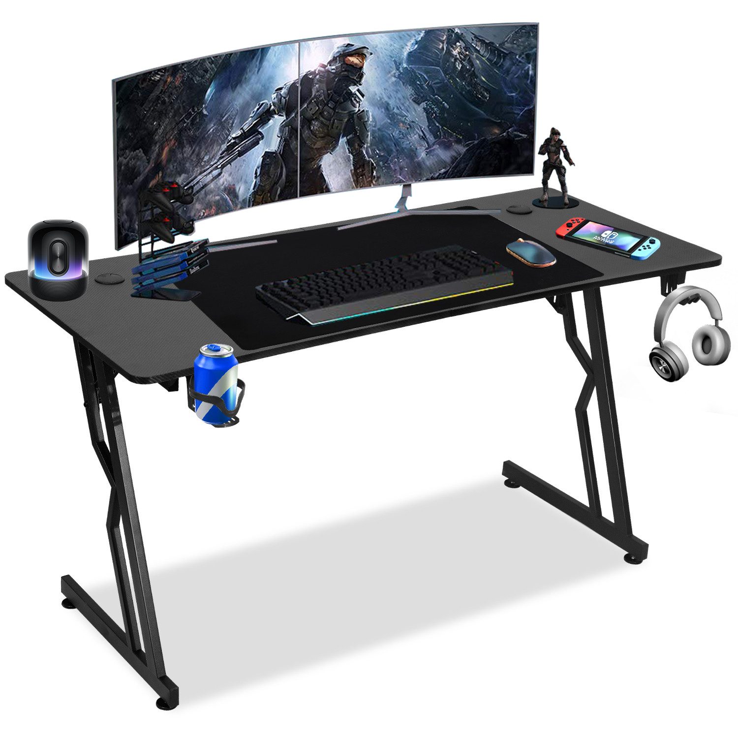 Clanmacy Gamingtisch Gaming Schreibtisch inkl. Mauspad, Stabiler PC-tisch ( günstig online kaufen