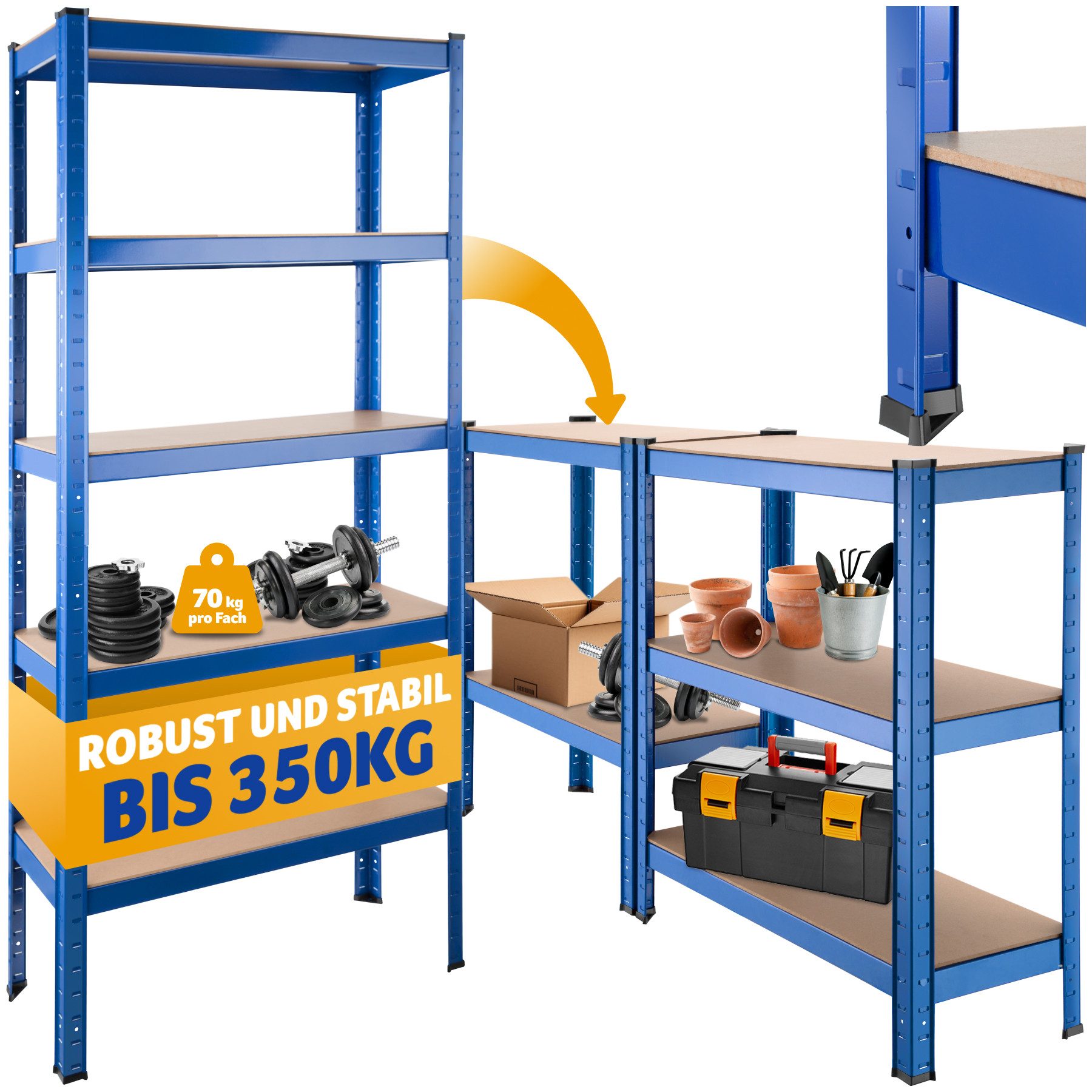 tectake Schwerlastregal, Komplett-Set., höhenverstellbare Einlegeböden günstig online kaufen