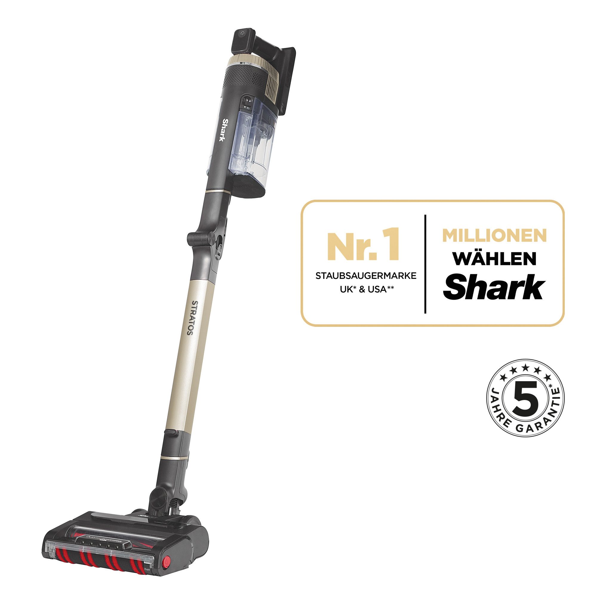 Shark Akku-Hand-und Stielstaubsauger Shark Stratos Akku-Staubsauger [Einzelakku] IZ400EUT, beutellos, - Mit Anti-Allergen Complete Seal