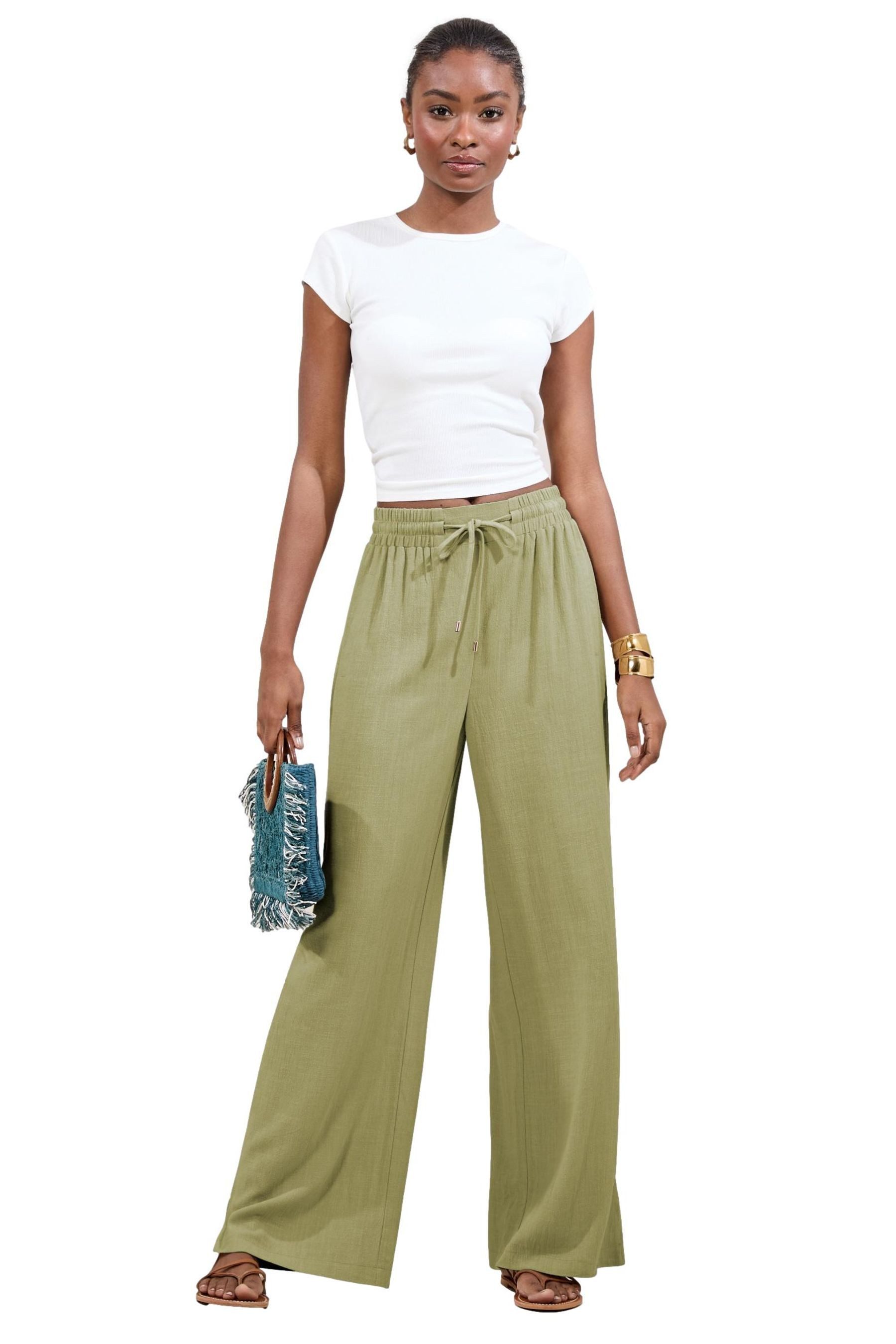 LIPSY Lipsy Hose mit weitem Bein und Leinen, Regular (1-tlg)