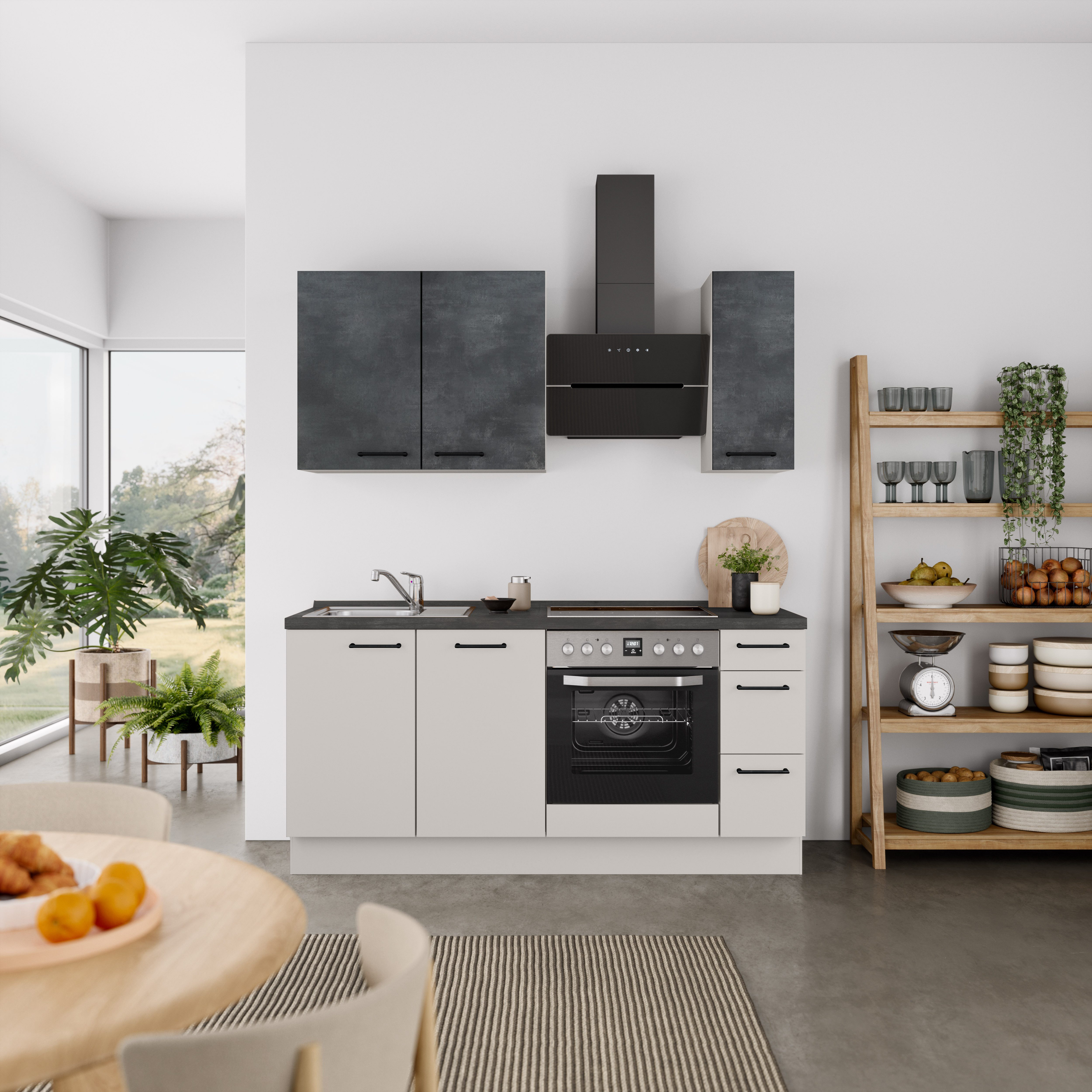 nobilia® Küchenzeile "MIAMI", NEU: individuell anpassbar mit gratis Profi-Beratung, vormontiert, Breite 180 cm, Ausrichtung wählbar, wahlw. mit E-Geräten