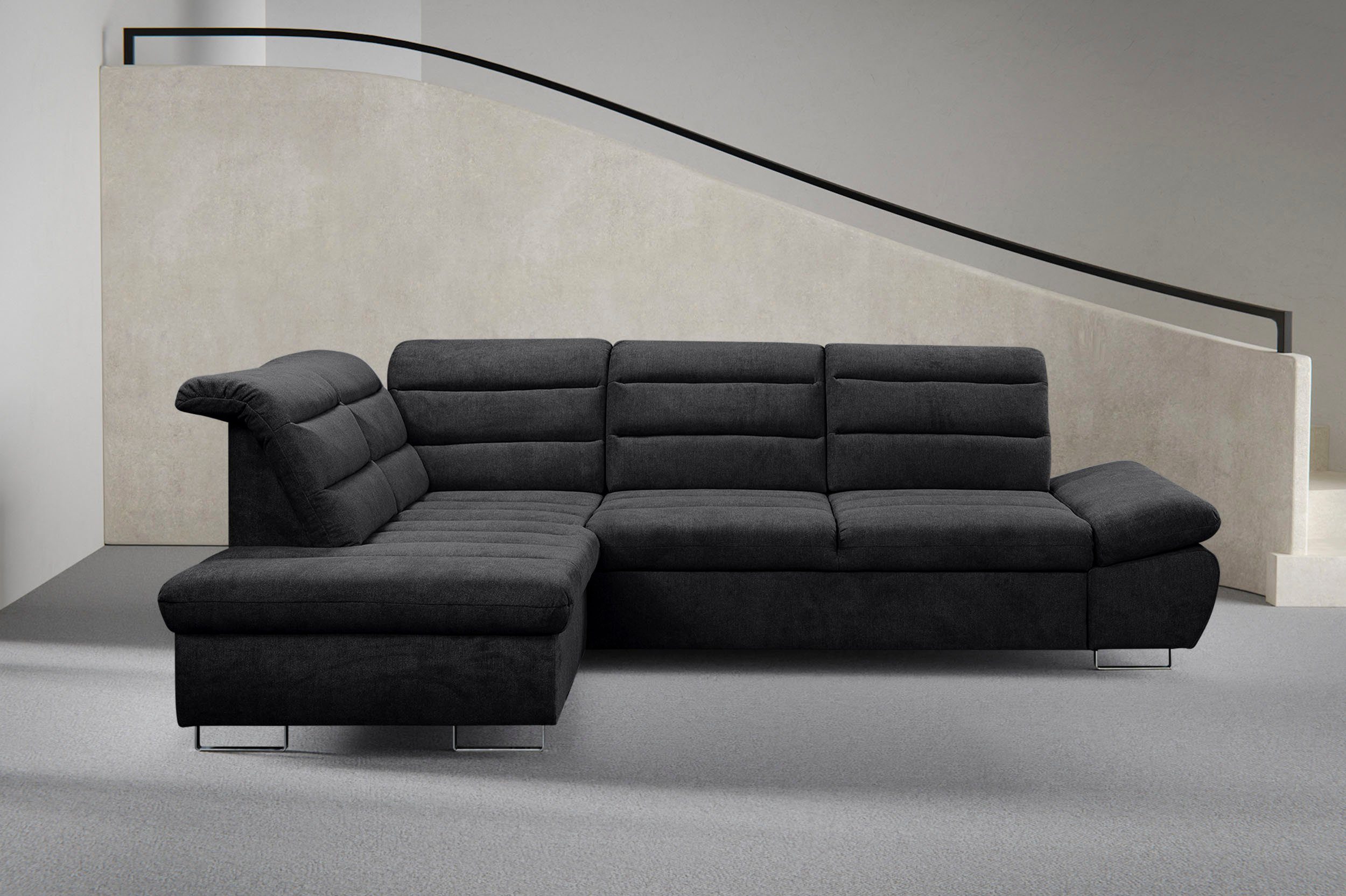 Kopfteile mit Sofa verstellbare Ecksofa Sitztiefenverstellung, Schlaffunktion, Roma, WERK2