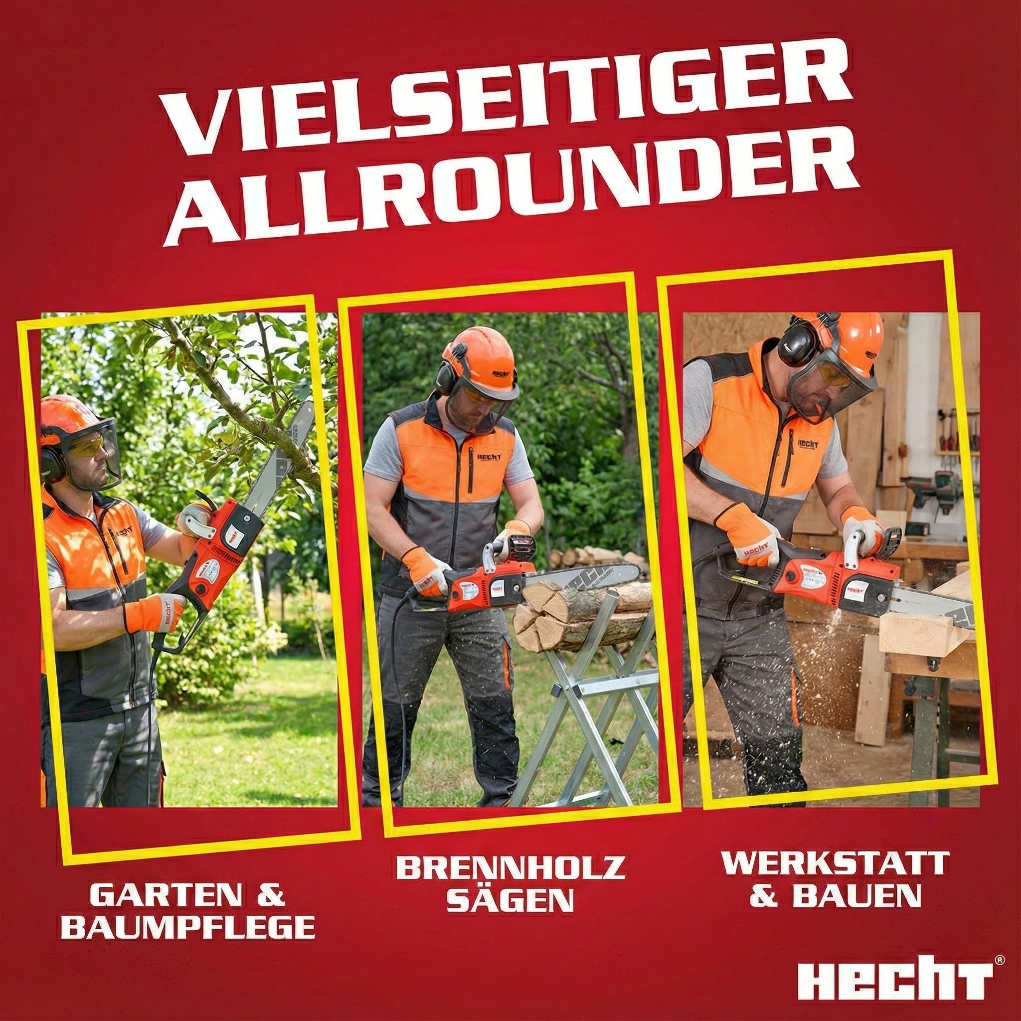 Hecht electric chainsaw 2250 with 40 cm cutting length, 45.8 cm bar length, 2400 watts, soft start, kickback brake