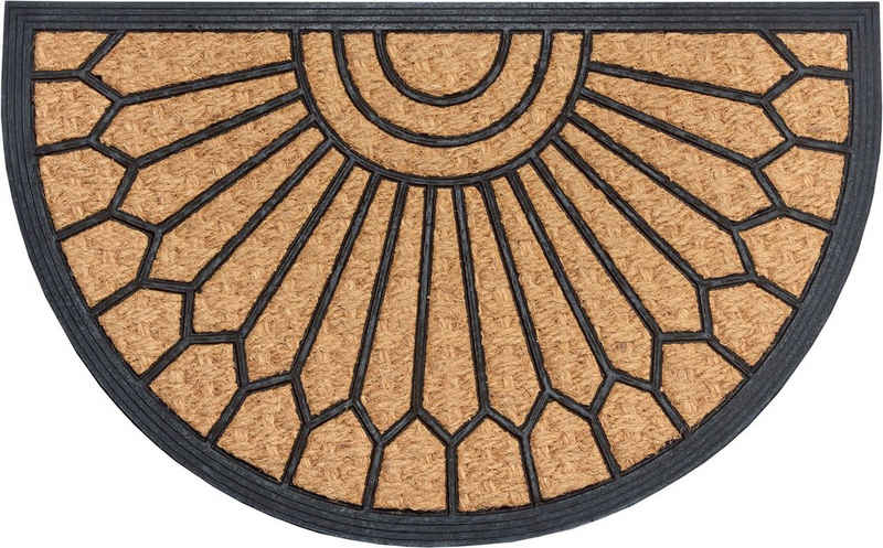 Fußmatte Mix Mats Gummi-Kokos Halbrund Geometric Ornament, HANSE Home, halbrund, Höhe: 15 mm, Kokos, Gummi, Schmutzfangmatte, Outdoor, Rutschfest, Innen, Kokosmatte