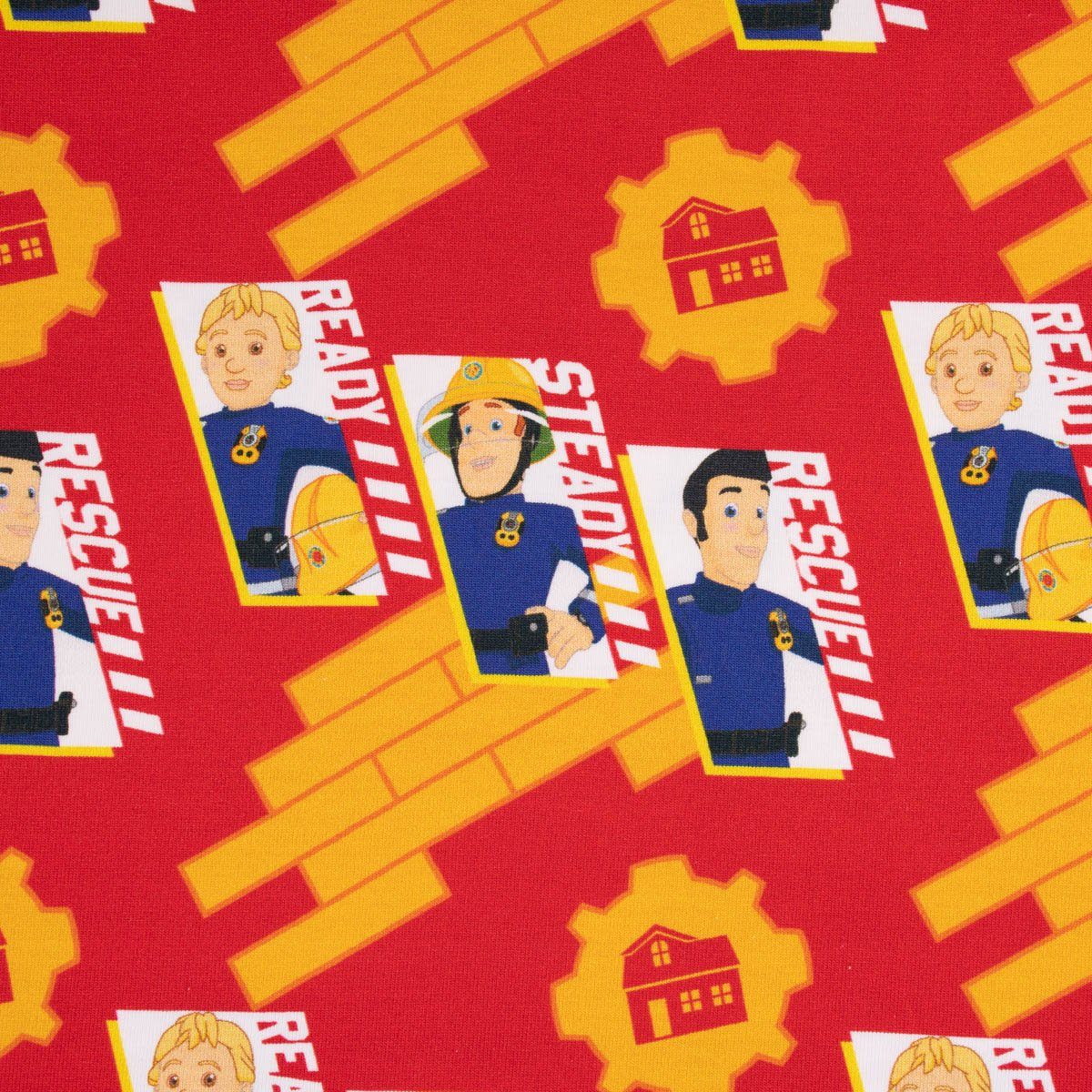 SCHÖNER LEBEN. Stoff Baumwolljersey Jerseystoff Feuerwehrmann Sam rot 1,60m Breite, allergikergeeignet