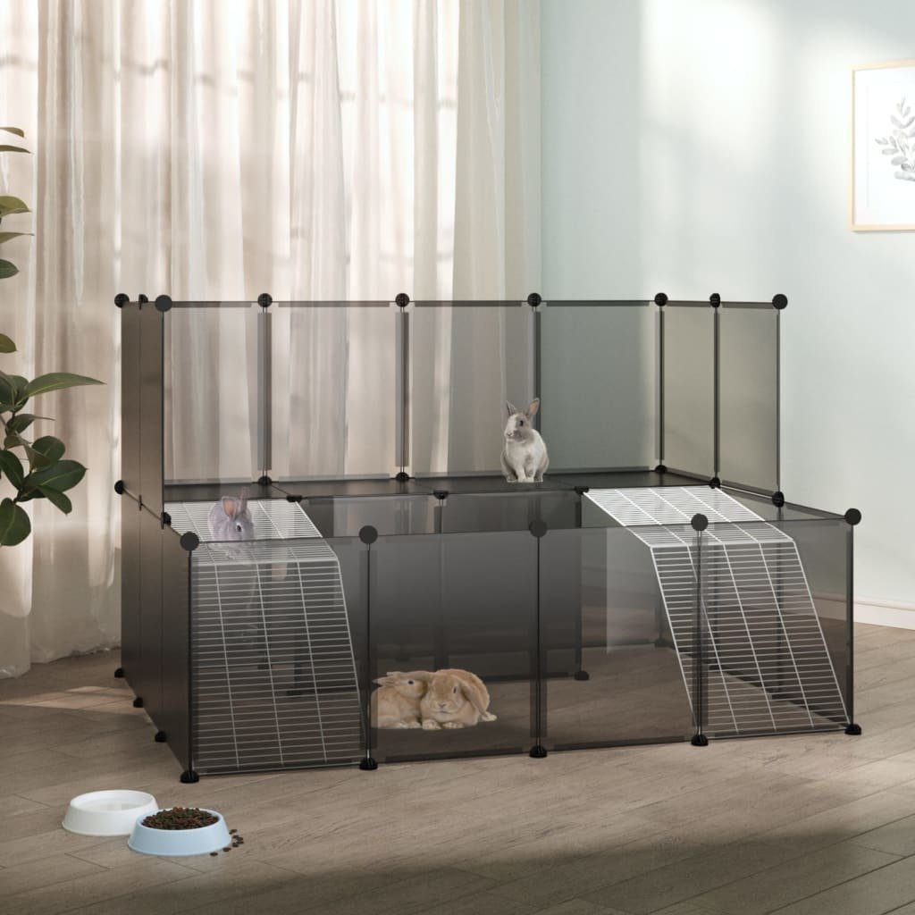 Kleintierstall Kleintierkäfig Schwarz 143x107x93 cm PP und Stahl