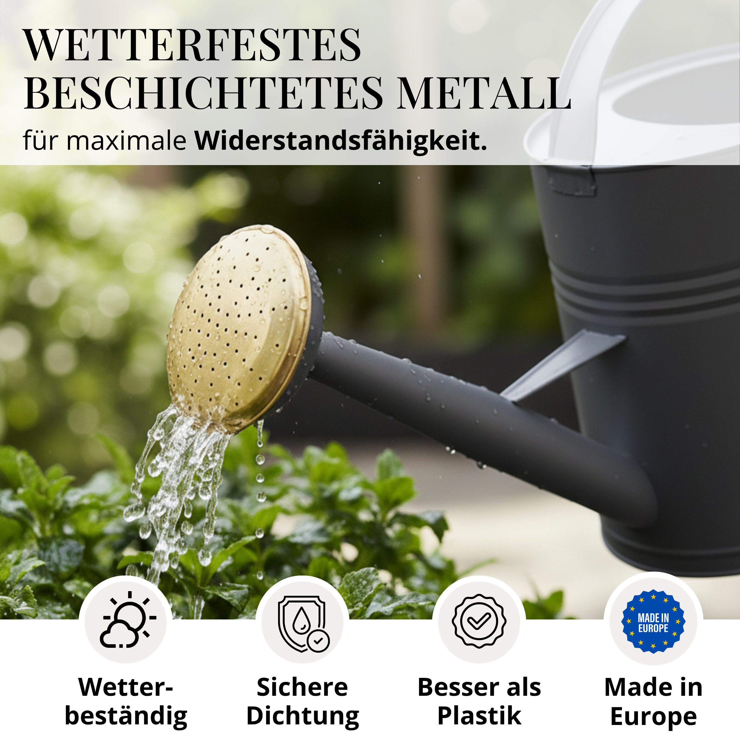 LIVLIG Gießkanne 5L, Gießkanne Vintage, Blumengießkanne, Giesskanne Metall (Die Kanne wird mit einem abnehmbaren Gießkopf geliefert), aus verzinktem Metall mit matter Pulverbeschichtung