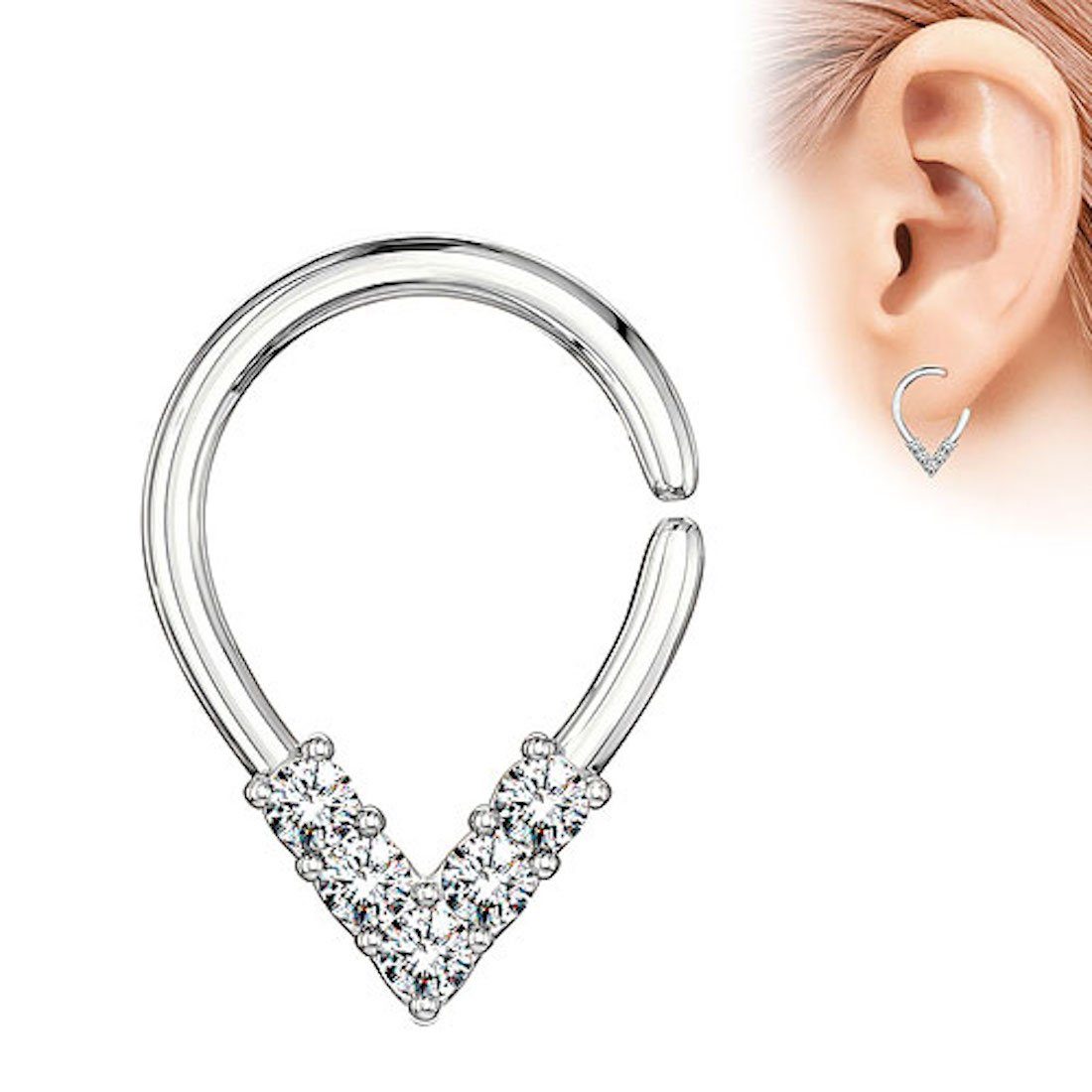 Taffstyle Nasenpiercing Septum Piercing Ring Continuous biegsamer Universal Oval Kristall, Nasenpiercing Nasenring Ohrpiercing Ohr Nase Tragus Helix Brust Intim
