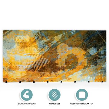 Primedeco Garderobenpaneel Magnetwand und Memoboard aus Glas Abstrakte Grunge Kunst