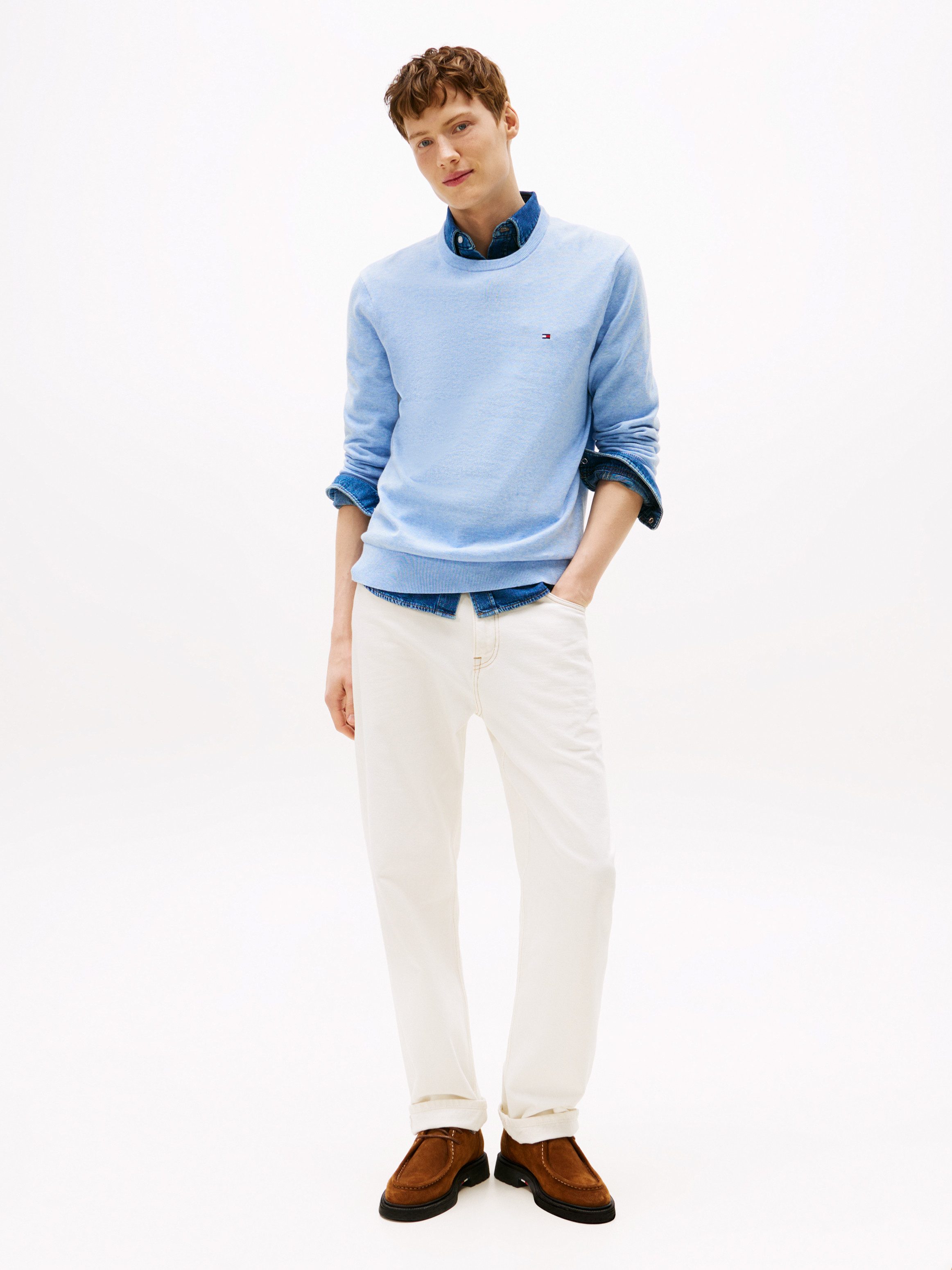 Tommy Hilfiger Rundhalspullover ESSENTIAL COTTON Crewneck Regular Fit Premium Mode