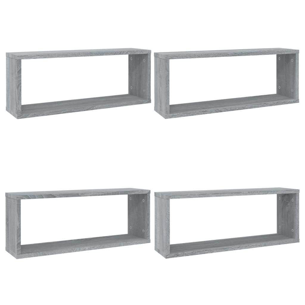 vidaXL Regal Würfelregale 4 Stk. Grau Sonoma 60x15x23 cm Holzwerkstoff, 4-tlg.