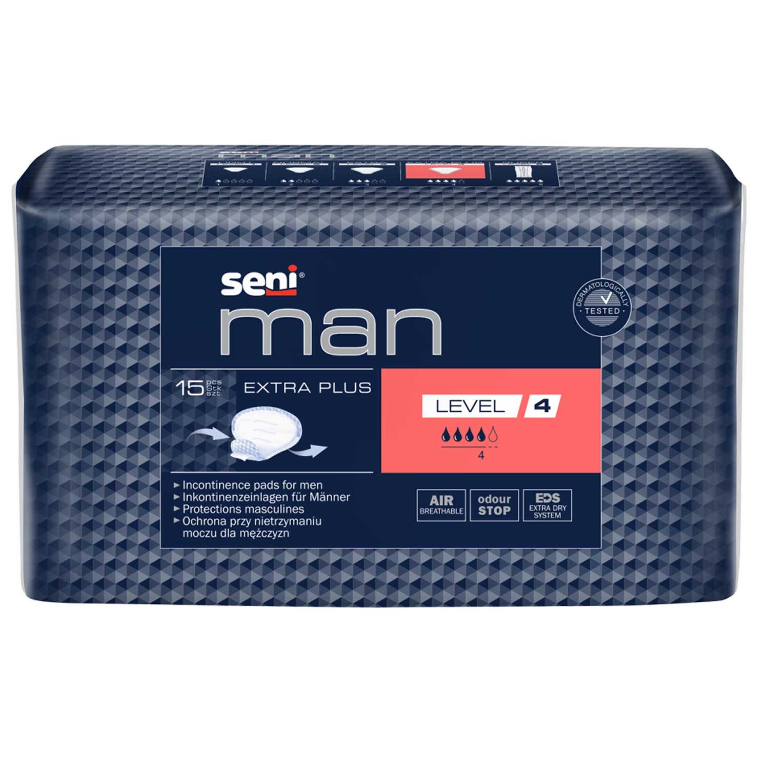 TZMO Deutschland GmbH Inkontinenzboxer Seni Man Extra Plus Inkontinenzeinlagen Level 4, 15 Stück