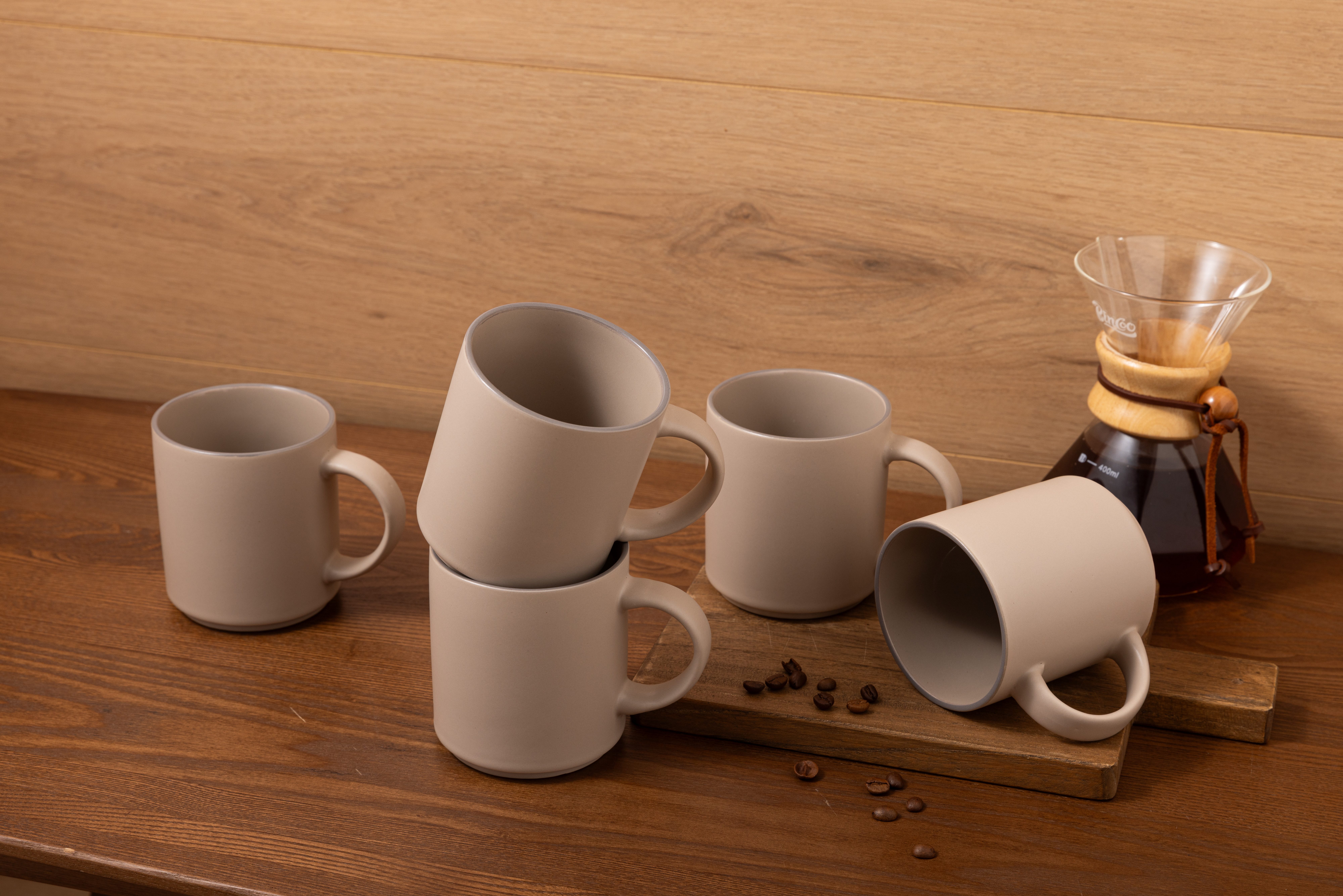 OTTO home Becher Kaffeebecher Ylvii, 6er Set, 6-tlg., Steinzeug, spülmaschinenfest und mikrowellengeeignet, 350 ml