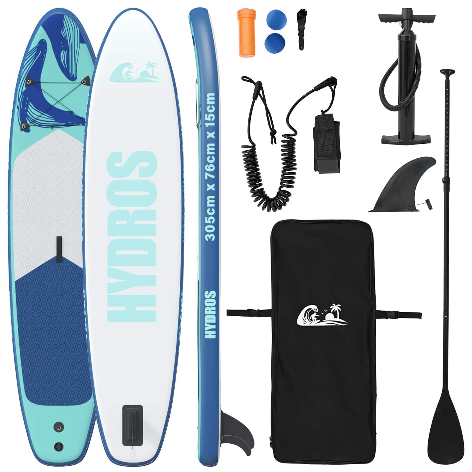 SUP-Board 305 x 76 x 15 cm Aufblasbares Stand Up Paddle Board HYDROS 305x76x15 c