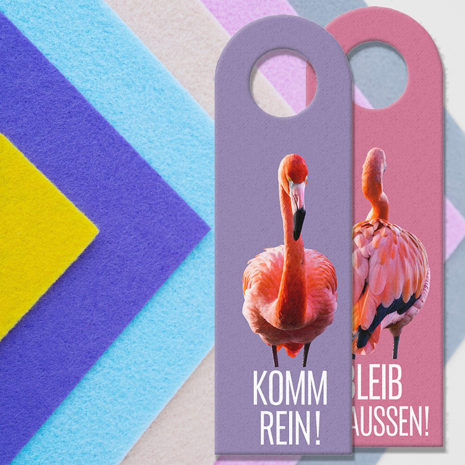 speecheese Dekohänger Bleib draußen Komm rein - Flamingo Türhänger – Bild 2 von 2