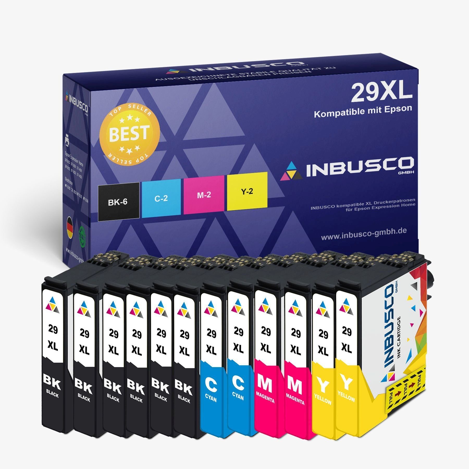 Inbusco 12 Drucker-Patronen INBUSCO 6 Stück Black kompatibel mit Epson PK ... Tintenpatrone