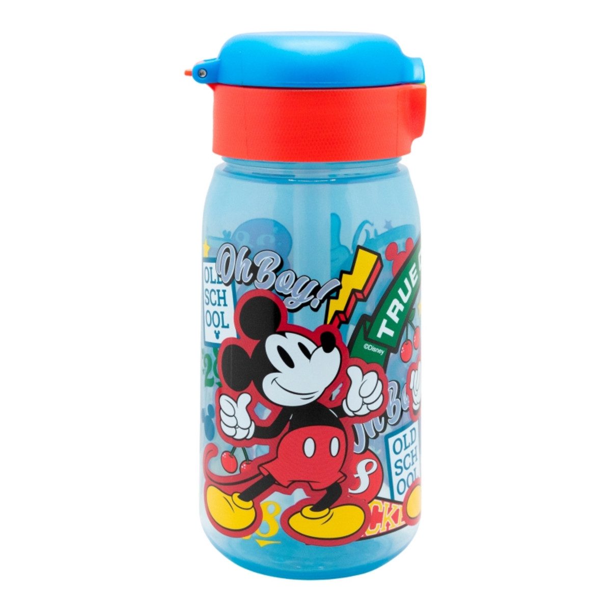 Storline Trinkflasche Mickey Mouse 510ml – Kinderflasche mit Trinkhalm & Deckel