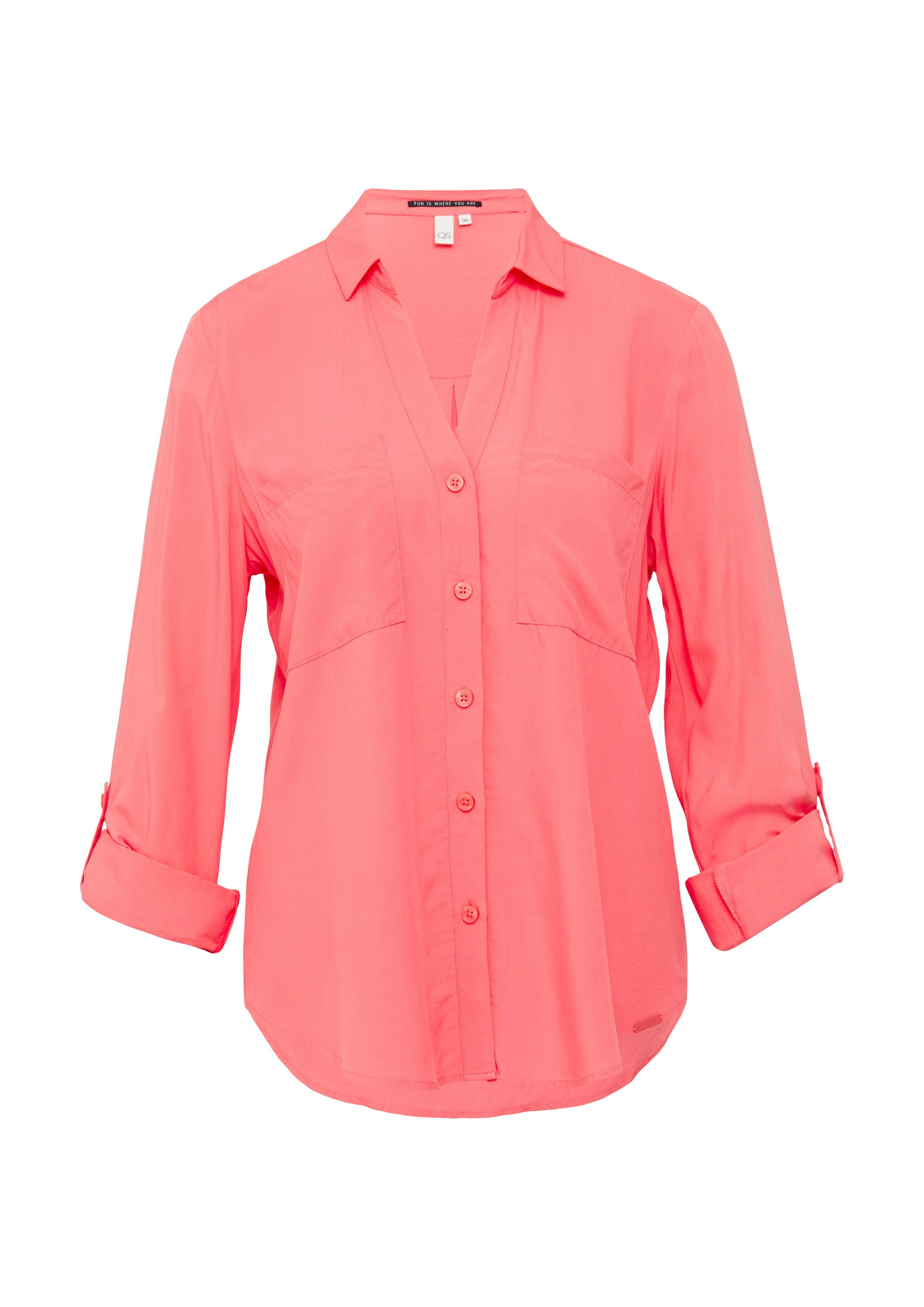 QS Langarmbluse Bluse Viskosebluse mit Turn-up und aufgesetzten Taschen günstig online kaufen