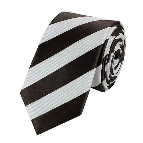 Fabio Farini Krawatte gestreifte Herren Krawatte - Tie mit Streifen in 6cm oder 8cm Breite (ohne Box, Gestreift) Schmal (6cm), Weiß/Braun