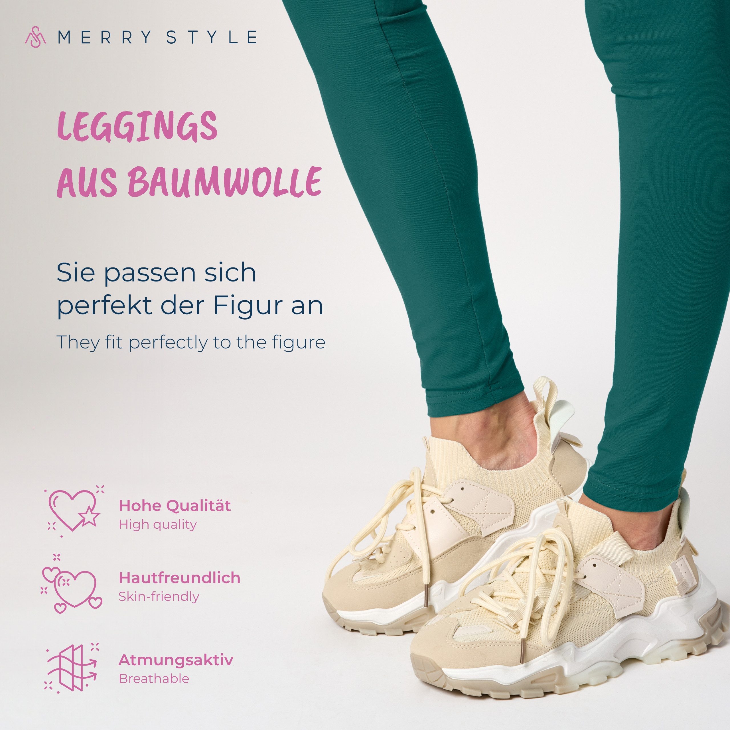 Merry Style Leggings 2er Pack Damen Hose aus Baumwolle MS10-198 (1-tlg) – Bild 5 von 5