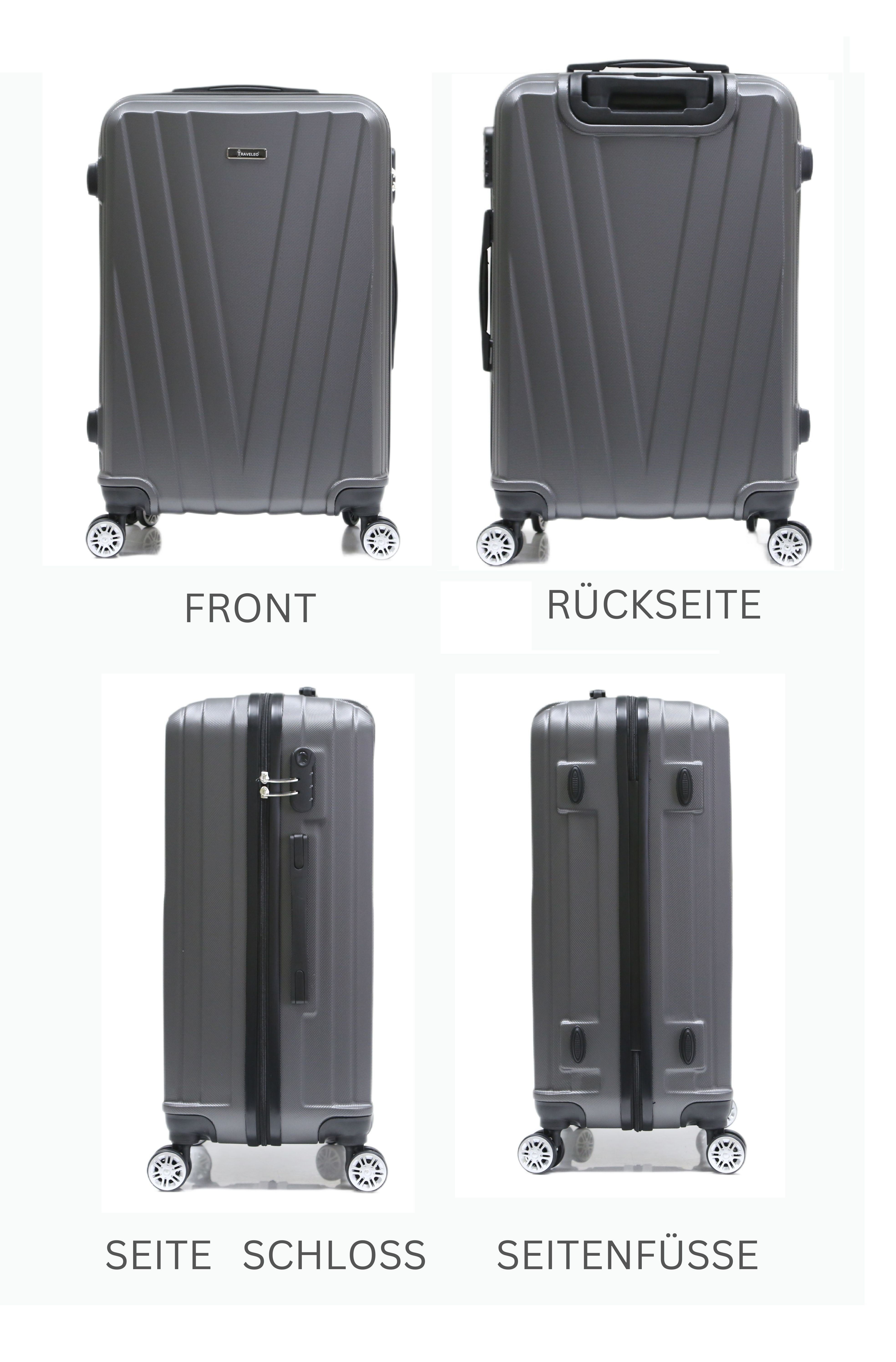 Hartschale Set ABS-06 Kofferset Koffer Cheffinger Trolley tlg 3 Grau Handgepäck