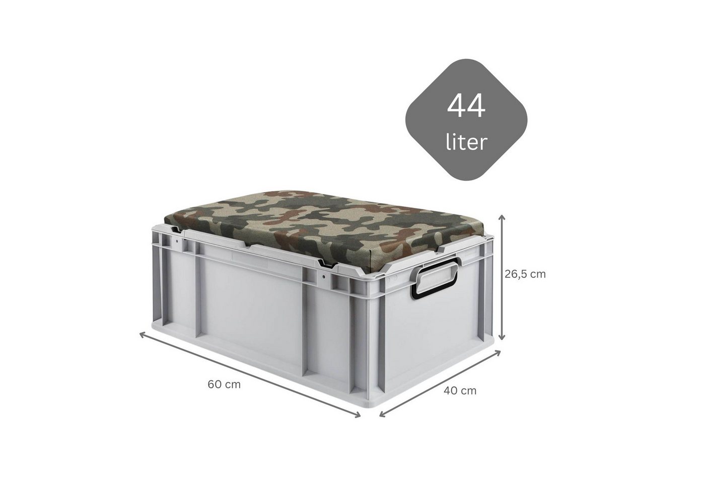 Thumbnail - PROREGAL® Stapelbox SparSet 3x Eurobox NextGen Seat Box Camouflage, HxBxT 27x40x60cm, 44L (SparSet, 3 St., Eurobox mit S...