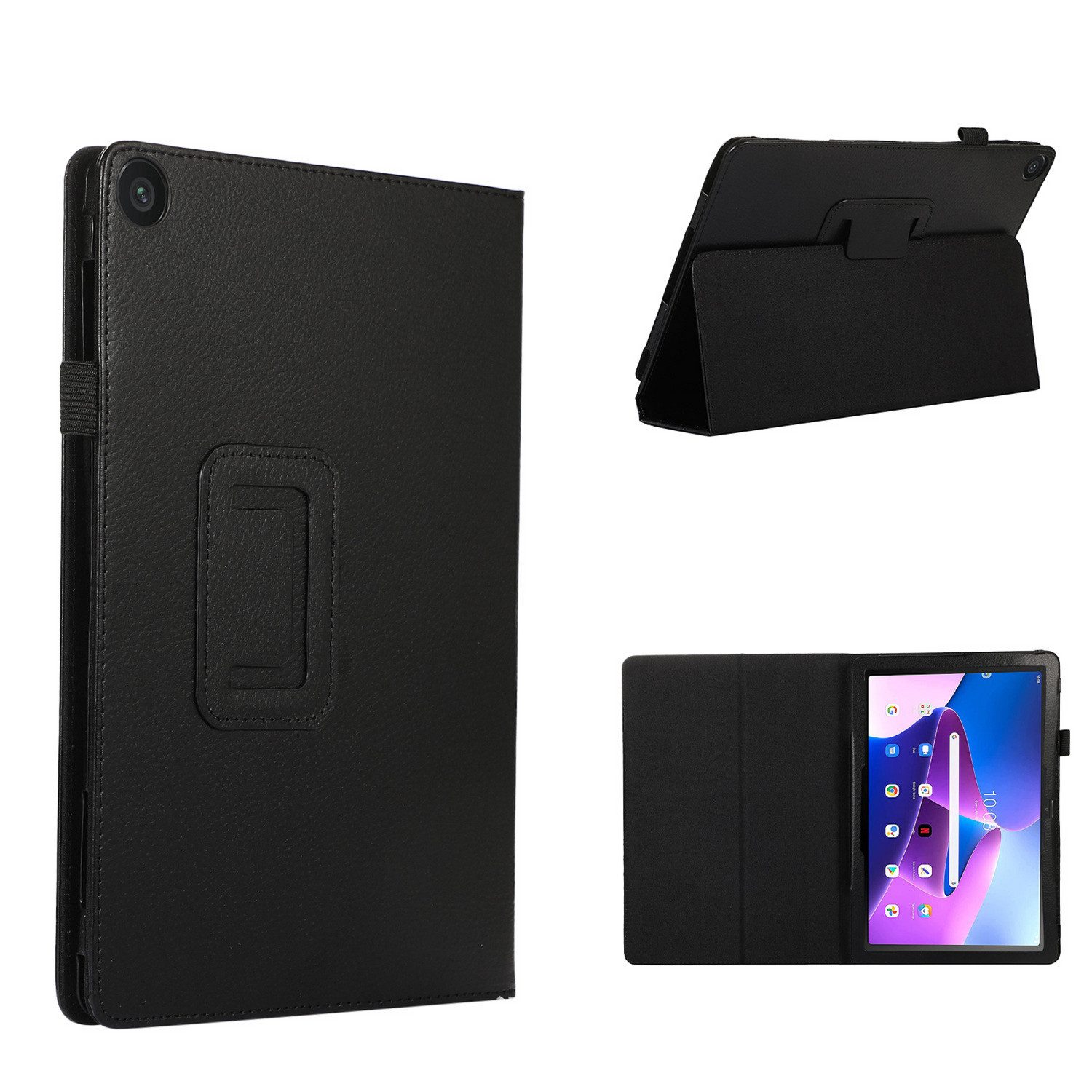Wigento Tablet-Hülle Für Lenovo Tab M10 4. Gen / Tab 10.1 2025 Kunstleder Hülle Schwarz