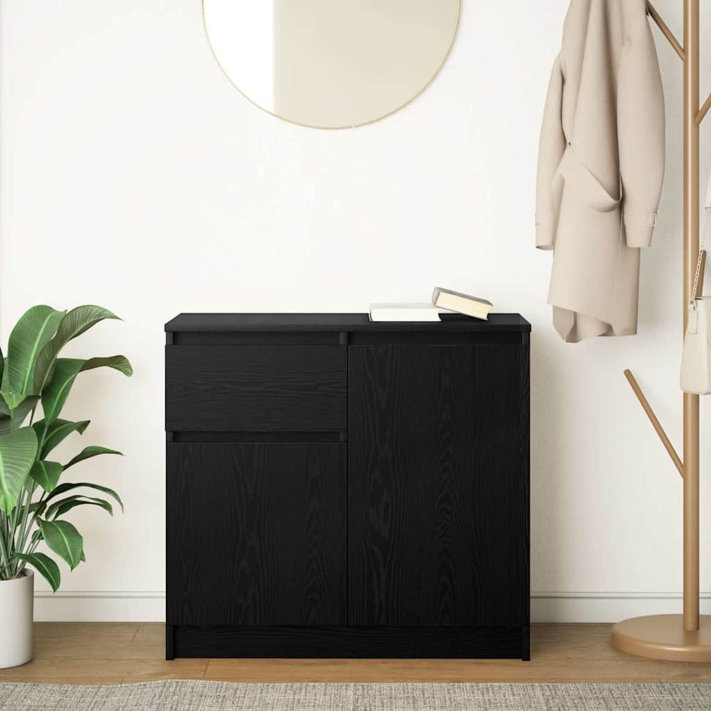 vidaXL Sideboard Sideboard mit Schublade Schwarz Eichen-Optik 71x35x65 cm (1 St)