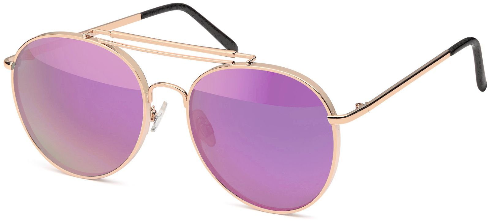 Glas Sonnenbrille Gestell (1-St) Verspiegelt styleBREAKER verspiegelt Pink Gold /