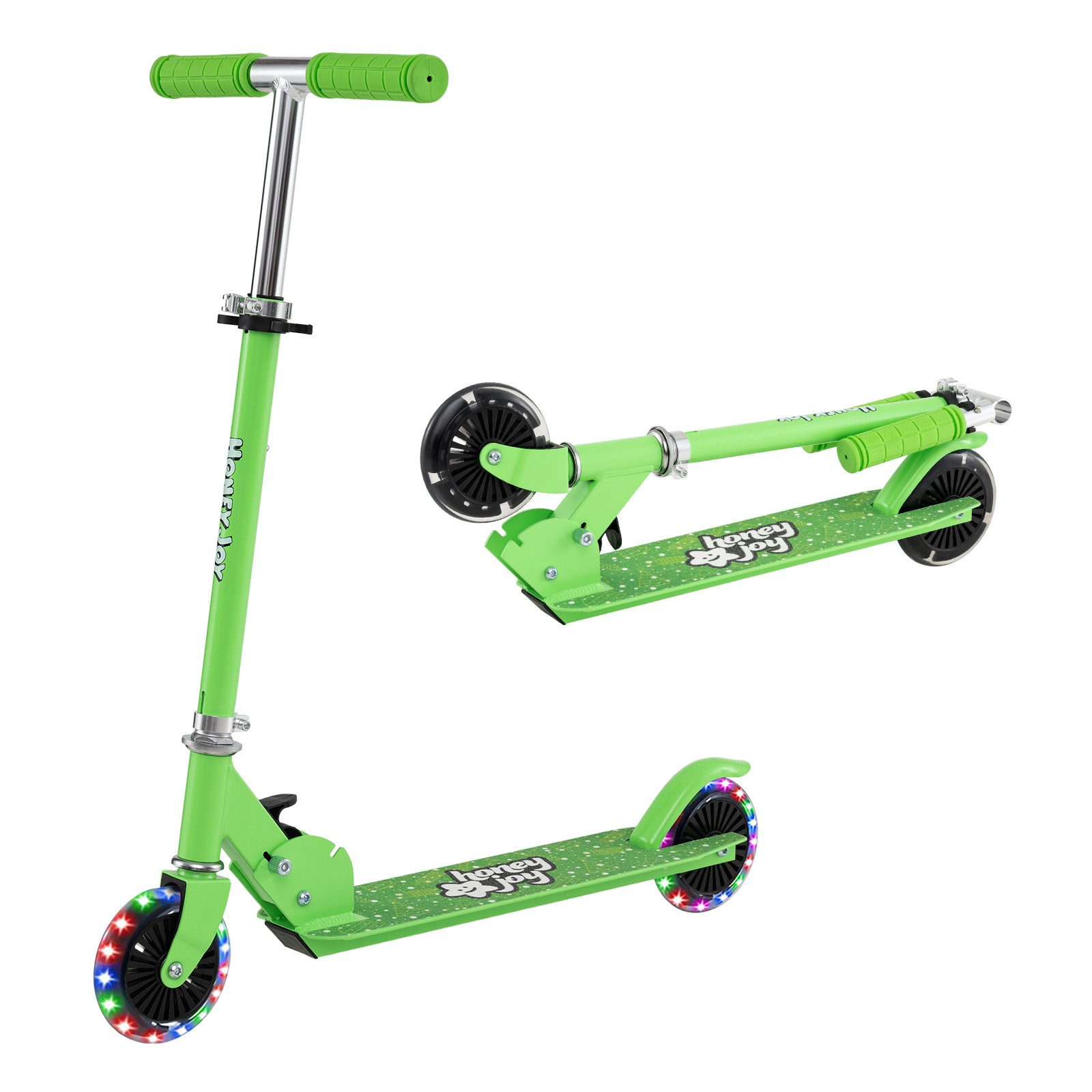 COSTWAY Cityroller Kinder Scooter, höhenverstellbar, klappbar, mit 2 LED Räder