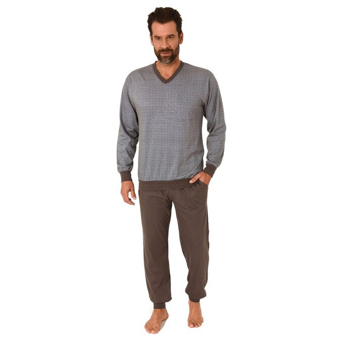 Normann Pyjama Herren langarm Schlafanzug mit Bündchen Pyjama in einer edlen Optik – auch in Übergrössen